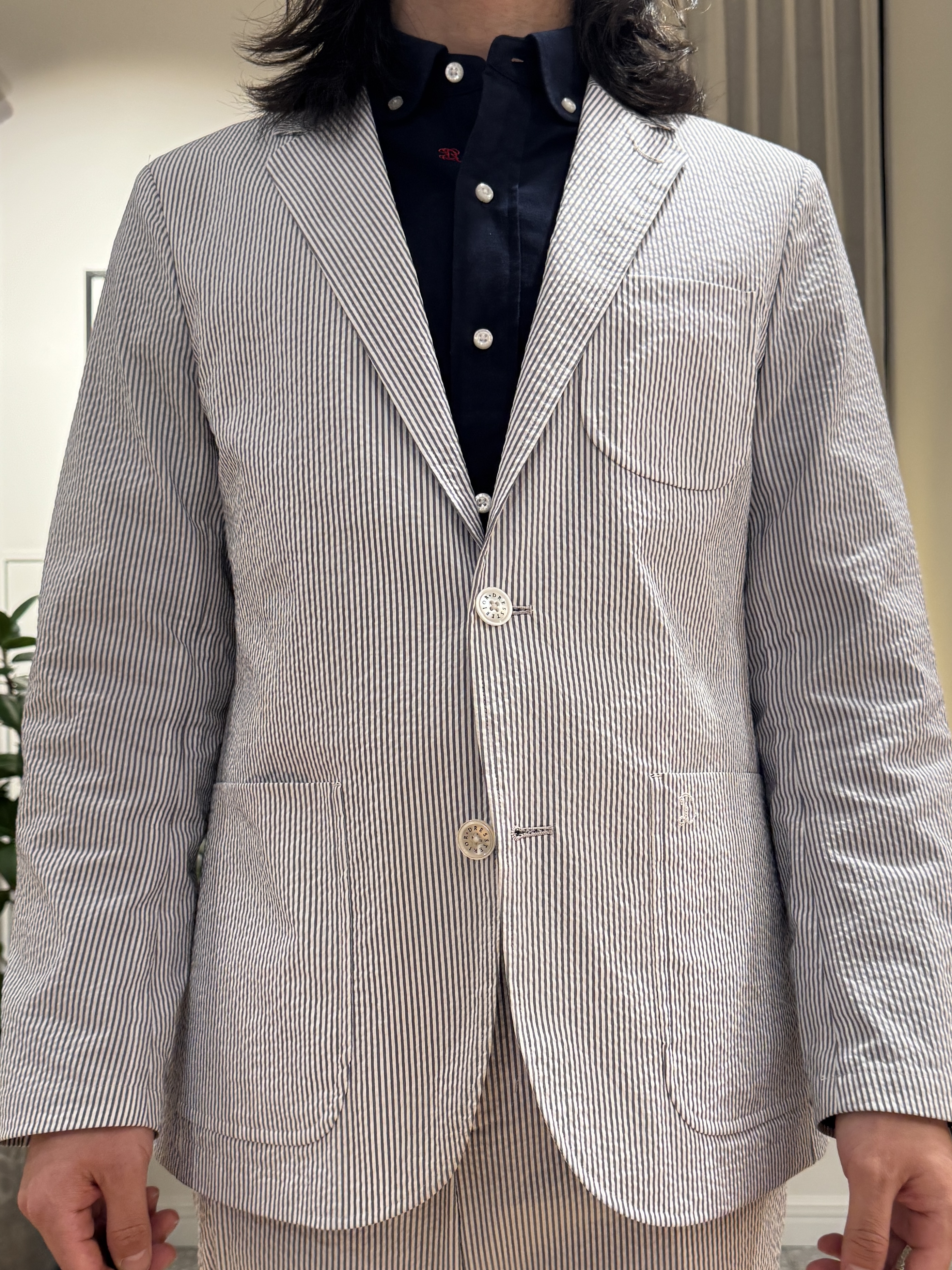 kawarataniさんの「DRESSTERIOR｜【吸湿速乾/セットアップ可/ウォッシャブル】COOLMAX シアサッカー サマージャケット」を使ったコーディネート