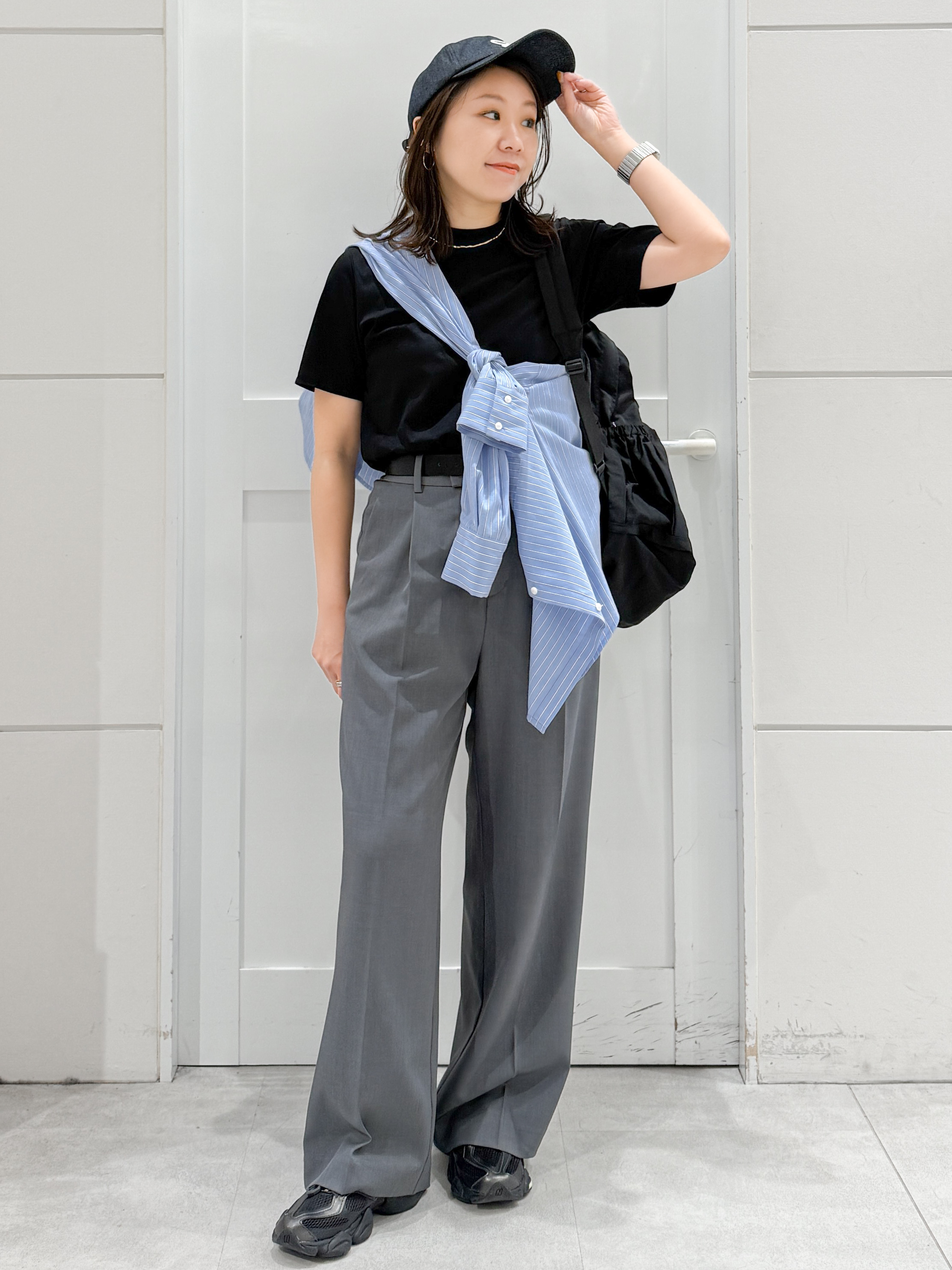 yuka.aさんの「OPAQUE.CLIP｜オーガニックコットン混ベーシックTシャツ【洗濯機OK】《SS～LL》」を使ったコーディネート