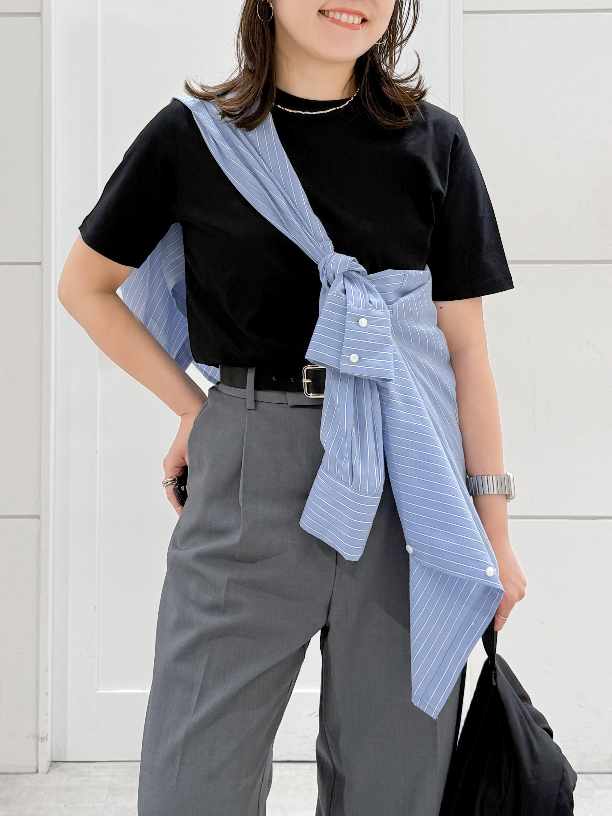 yuka.aさんの「OPAQUE.CLIP｜オーガニックコットン混ベーシックTシャツ【洗濯機OK】《SS～LL》」を使ったコーディネート
