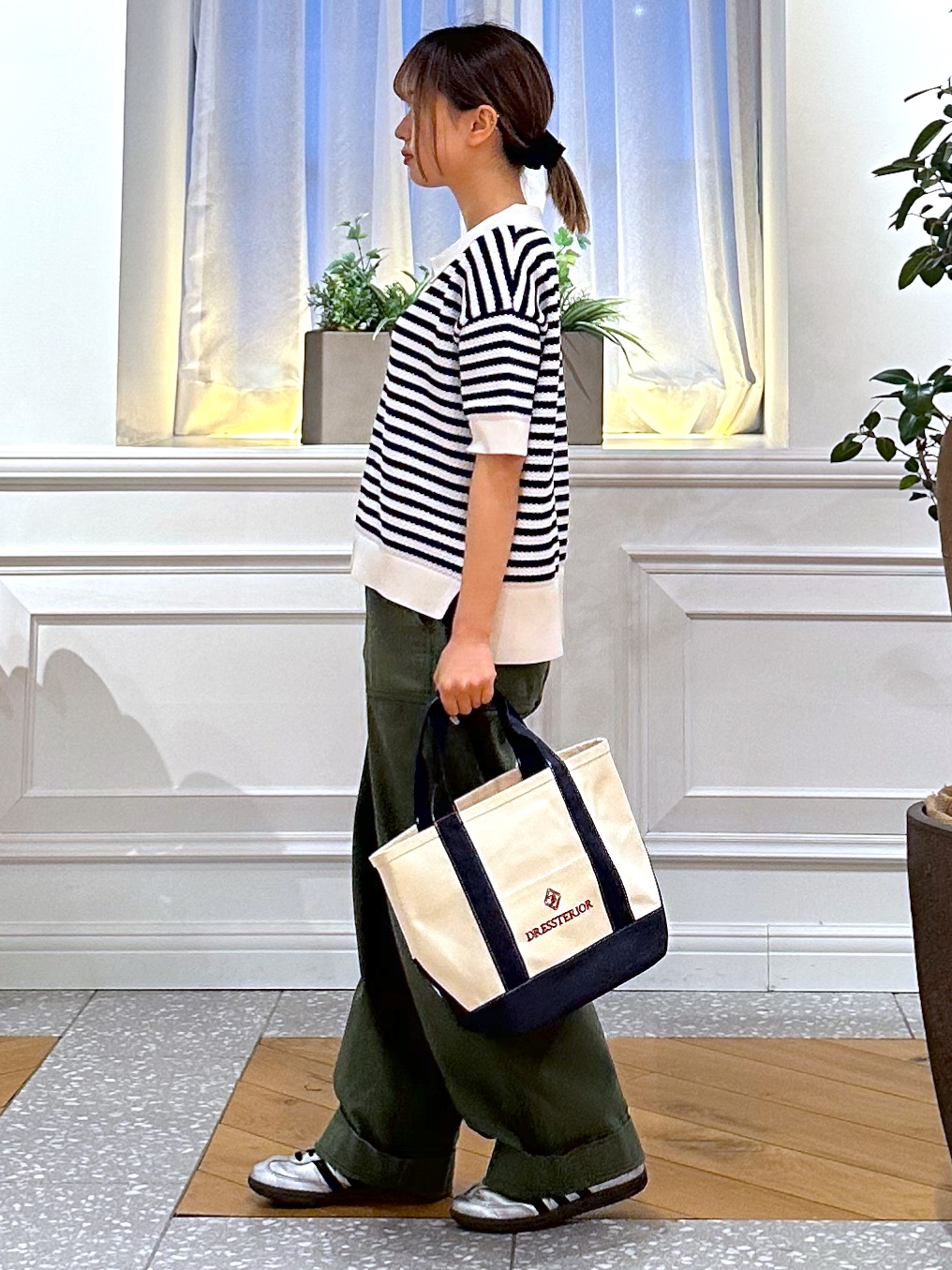 なべこさんの「DRESSTERIOR｜ウォッシャブルスキッパークロップドニット」を使ったコーディネート