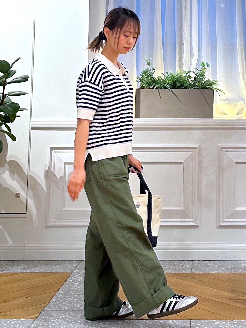 なべこさんの「DRESSTERIOR｜ウォッシャブルスキッパークロップドニット」を使ったコーディネート