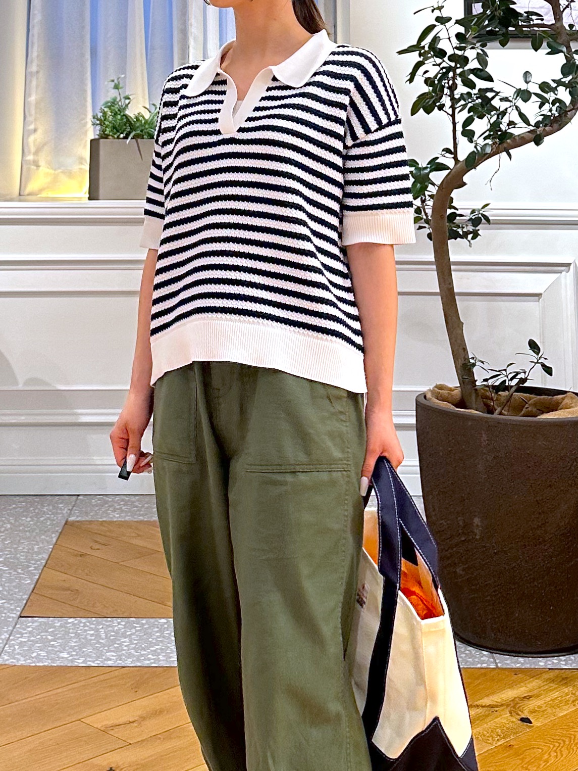 なべこさんの「DRESSTERIOR｜ウォッシャブルスキッパークロップドニット」を使ったコーディネート