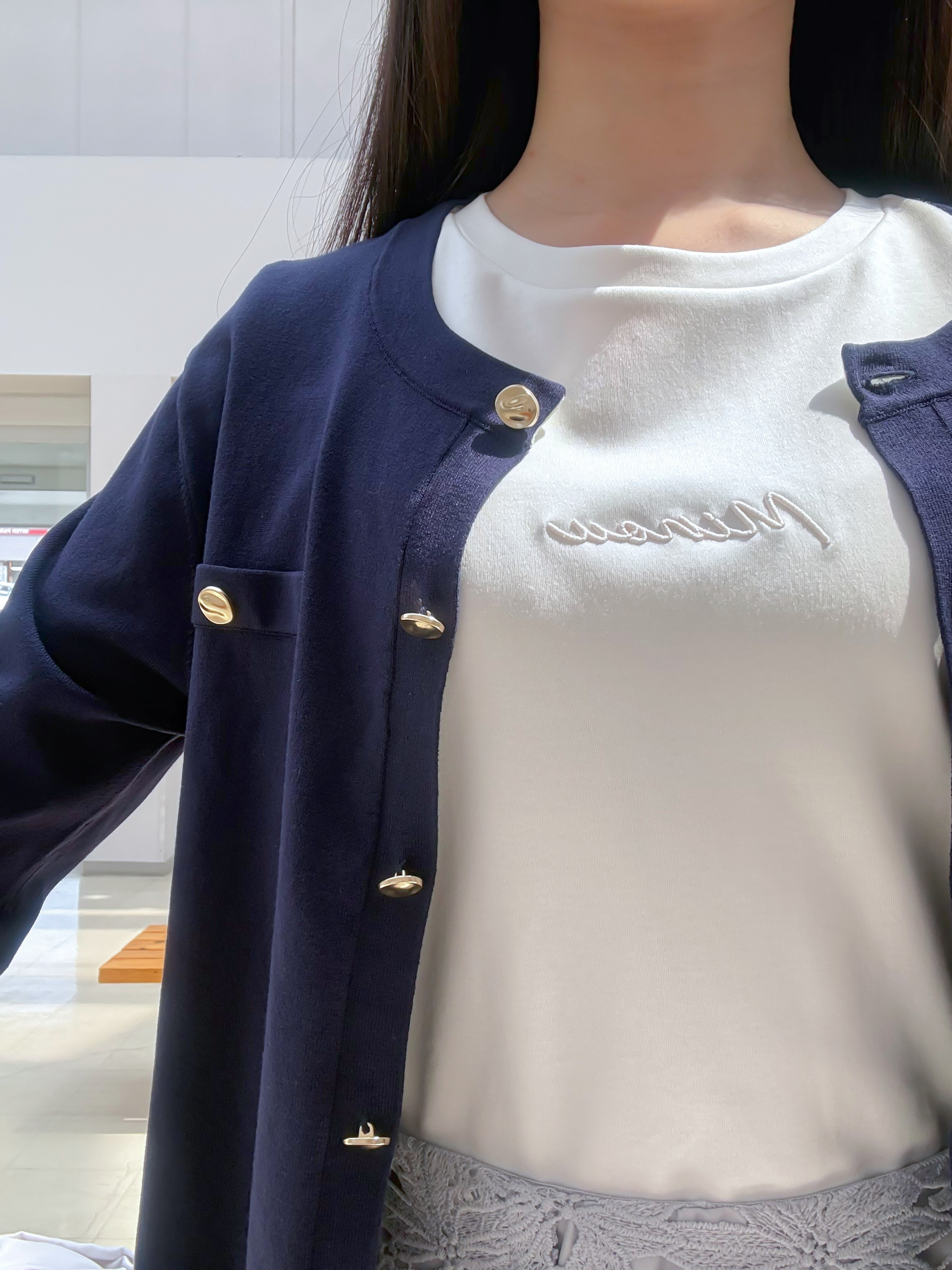 Izuさんの「index｜ボクシークルーネックカーディガン【洗濯機OK】《5col》」を使ったコーディネート