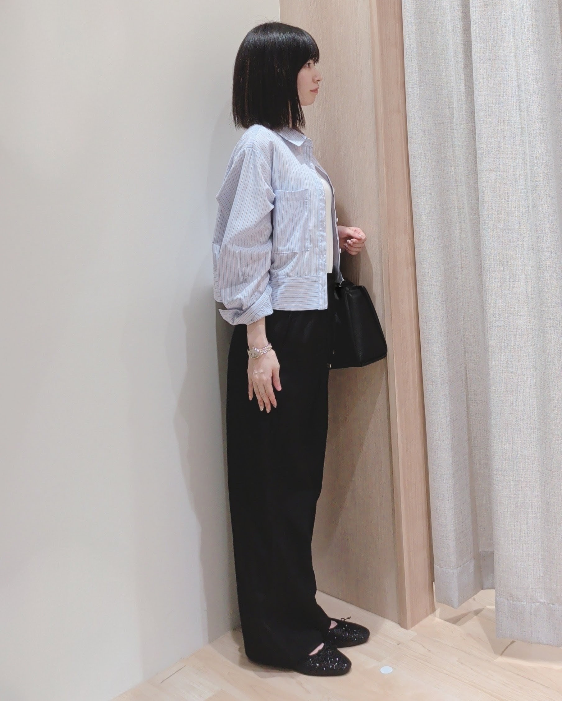 Yuiさんの「grove｜【貴島明日香さん着用／イージーケア／接触冷感】麻混クロップドシャツ」を使ったコーディネート