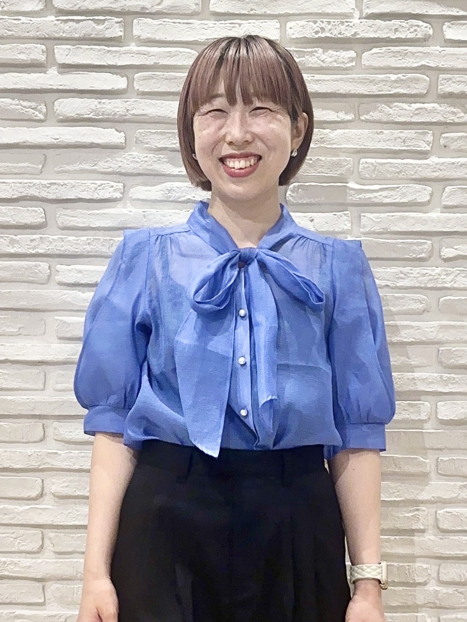 Hana...eさんの「index｜オーガンシアーリボンフリルブラウス【洗濯機OK／イージーアイロン】」を使ったコーディネート