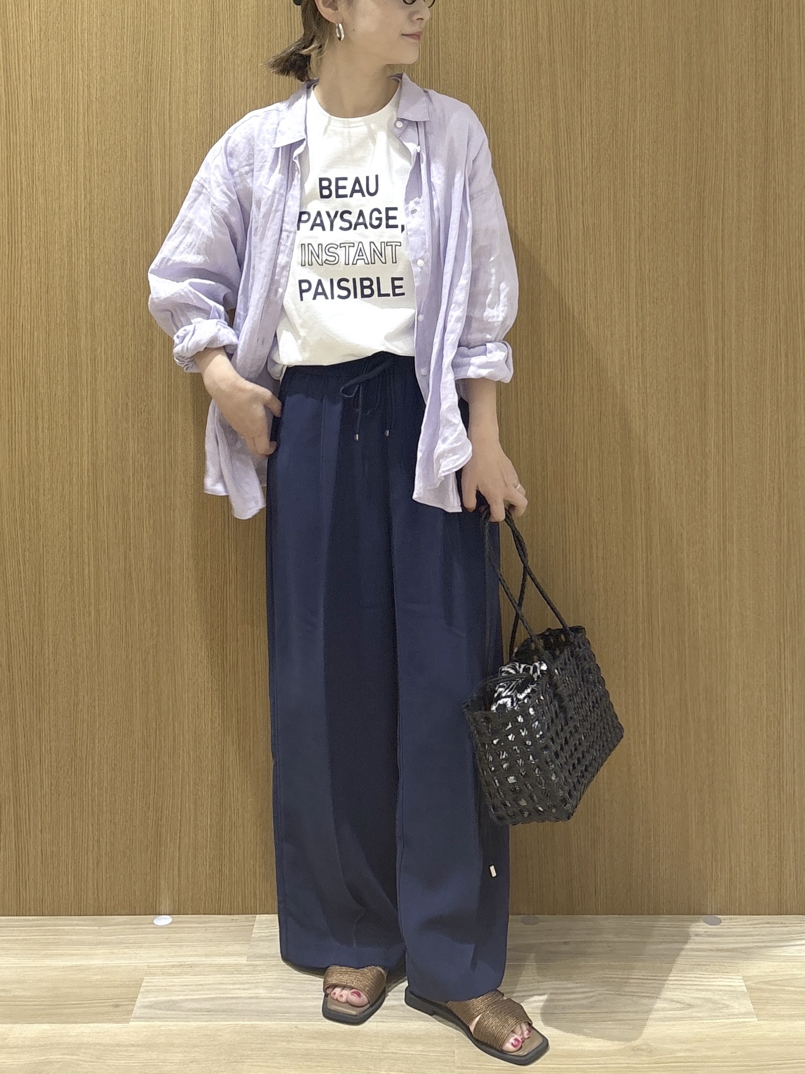 たけねぇさんの「OPAQUE.CLIP｜フレンチリネンシャツ／カシュクール【洗濯機OK】《5col》」を使ったコーディネート