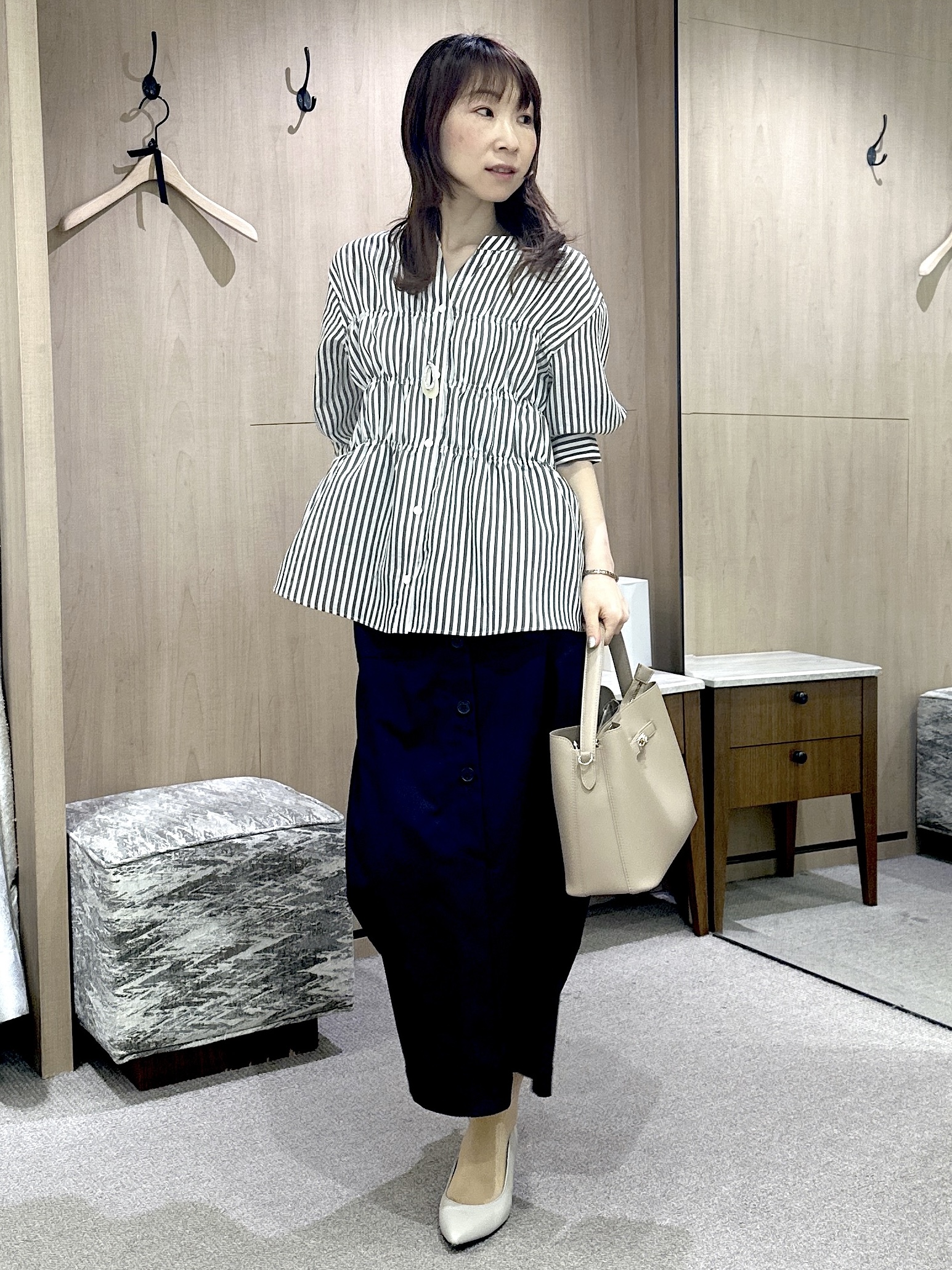 Miwaさんの「UNTITLED｜ストライプシャーリングブラウス」を使ったコーディネート