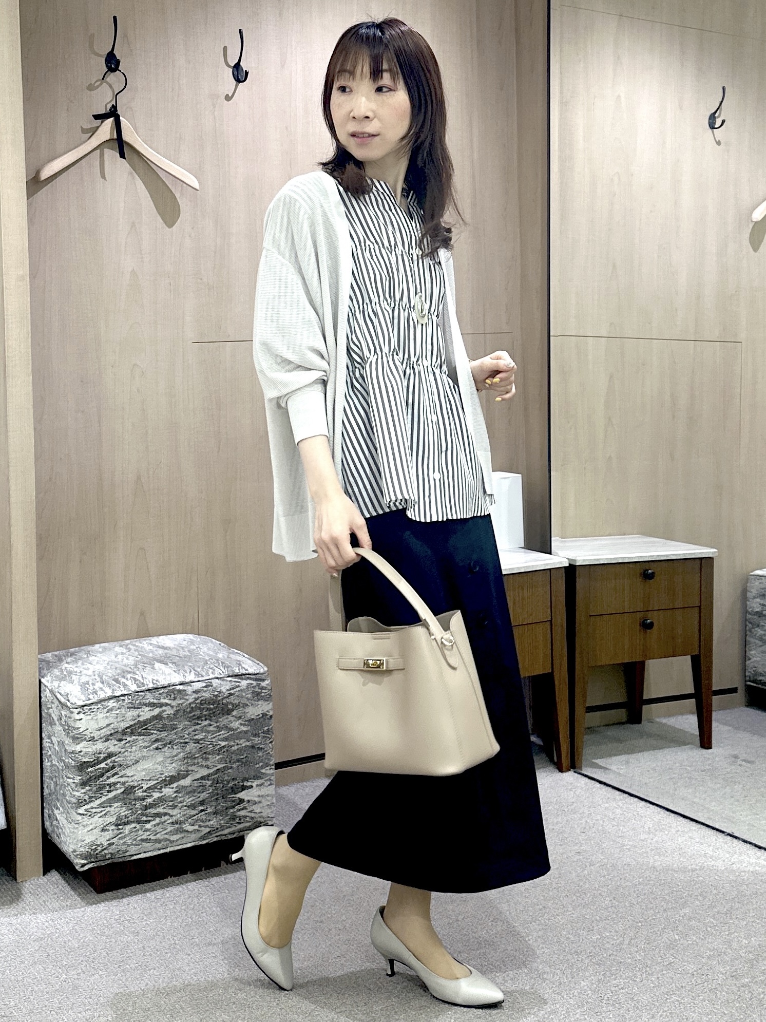 Miwaさんの「UNTITLED｜ストライプシャーリングブラウス」を使ったコーディネート