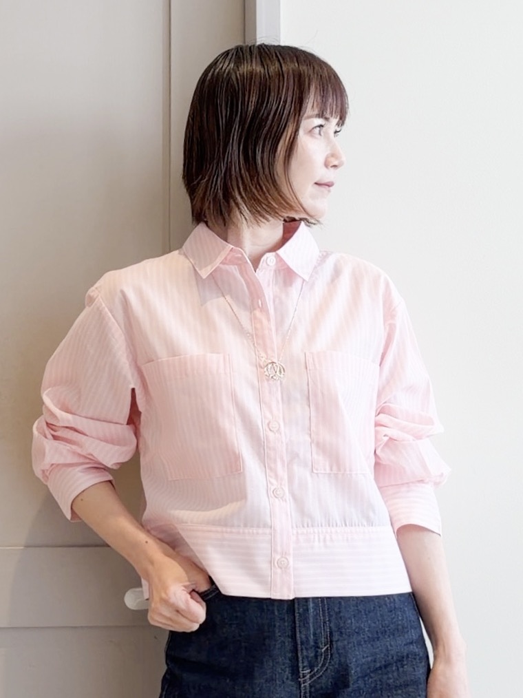 yamakoさんの「grove｜【貴島明日香さん着用／イージーケア／接触冷感】麻混クロップドシャツ」を使ったコーディネート