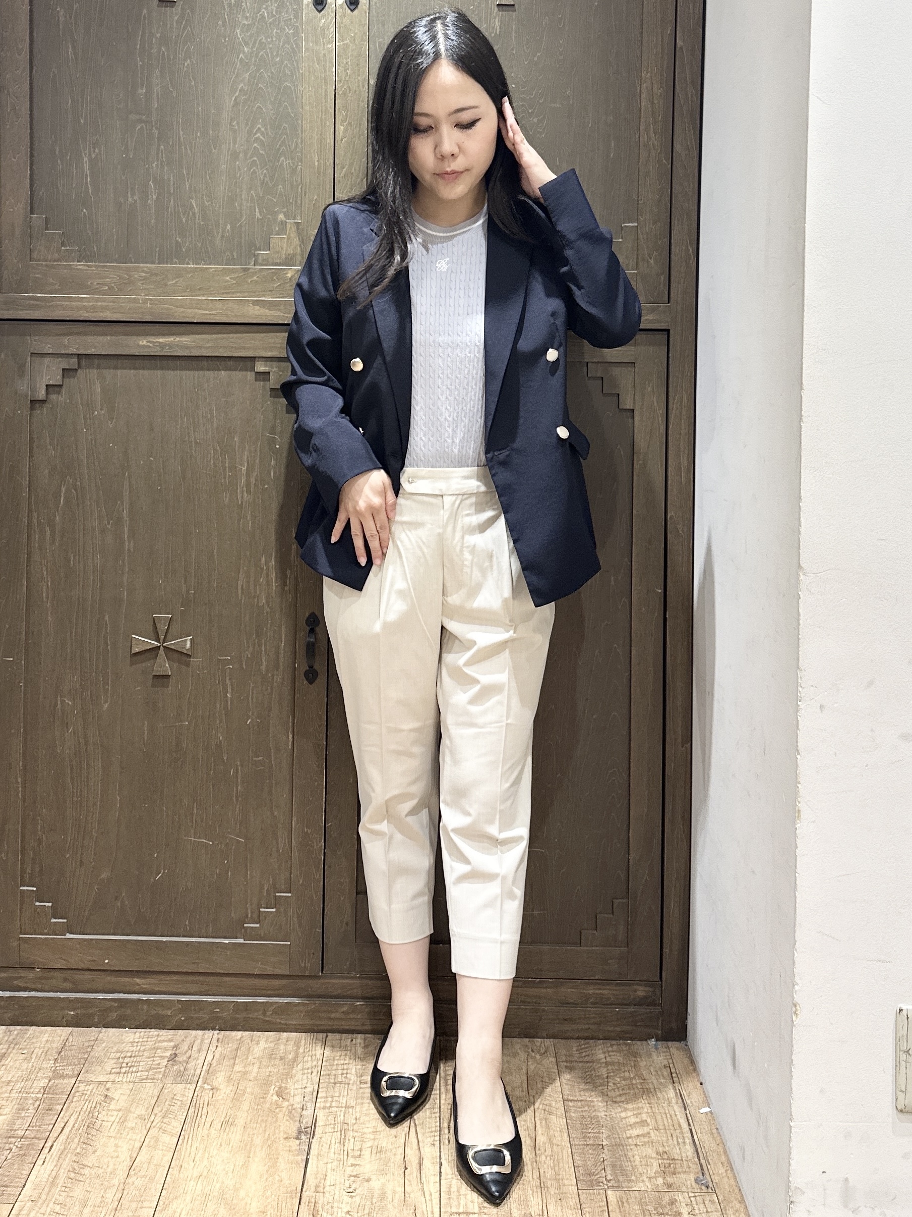 kanaさんの「index｜《再入荷》ダブルブレストテーラードジャケット【接触冷感／吸水速乾／イージーアイロン／防シワ／洗濯機O」を使ったコーディネート