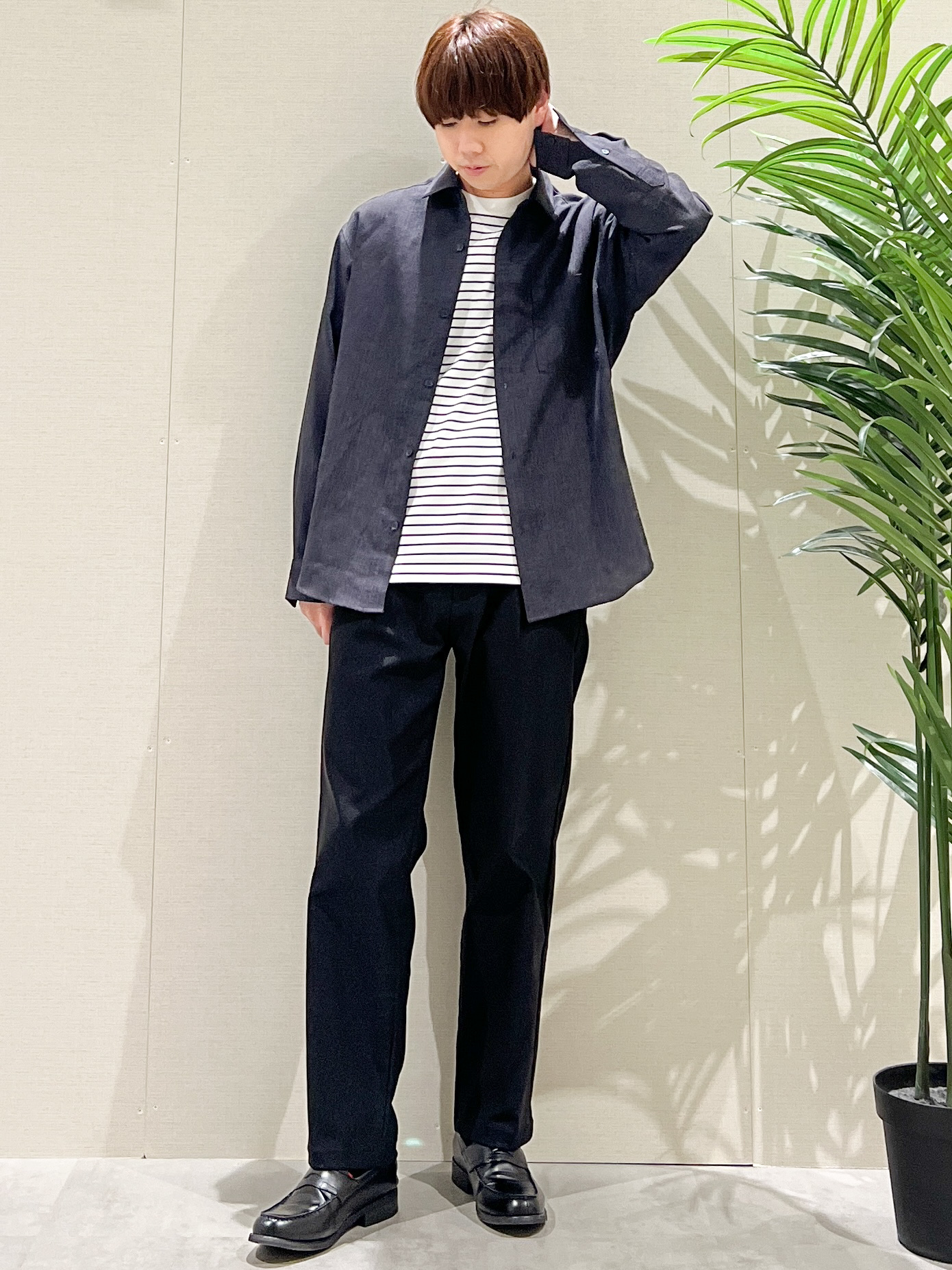 SHI-MAさんの「THE SHOP TK｜【LINO FINE】リネンライク 長袖シャツ UVカット/イージーケア/吸水速乾/洗濯機OK」を使ったコーディネート
