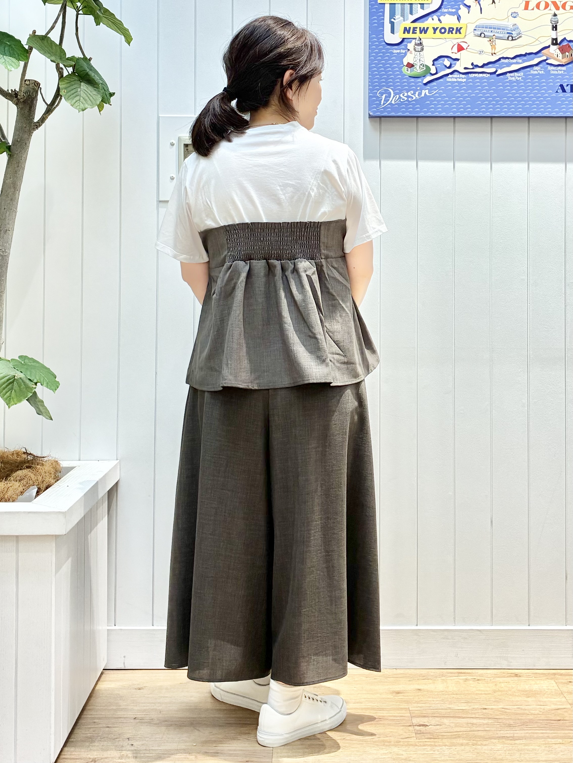 msatoさんの「Dessin｜【セットアップ可/UVカット/洗える】ビスチェドッキングTシャツ」を使ったコーディネート