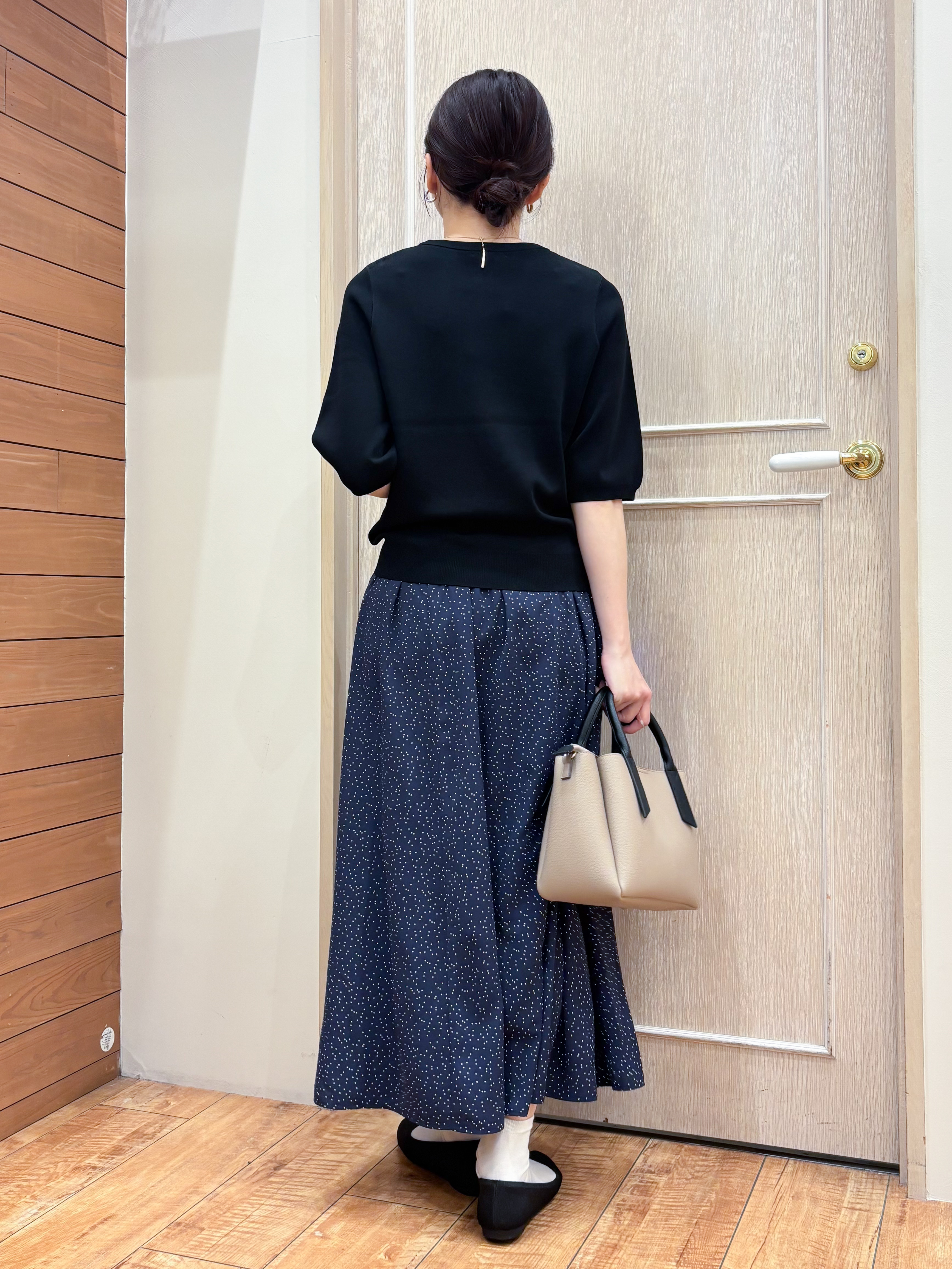 なみさんの「SHOO･LA･RUE｜【毎日洗える/S-LL/ひんやり/UV】上半身すっきり 二の腕見せない5分袖ニット」を使ったコーディネート