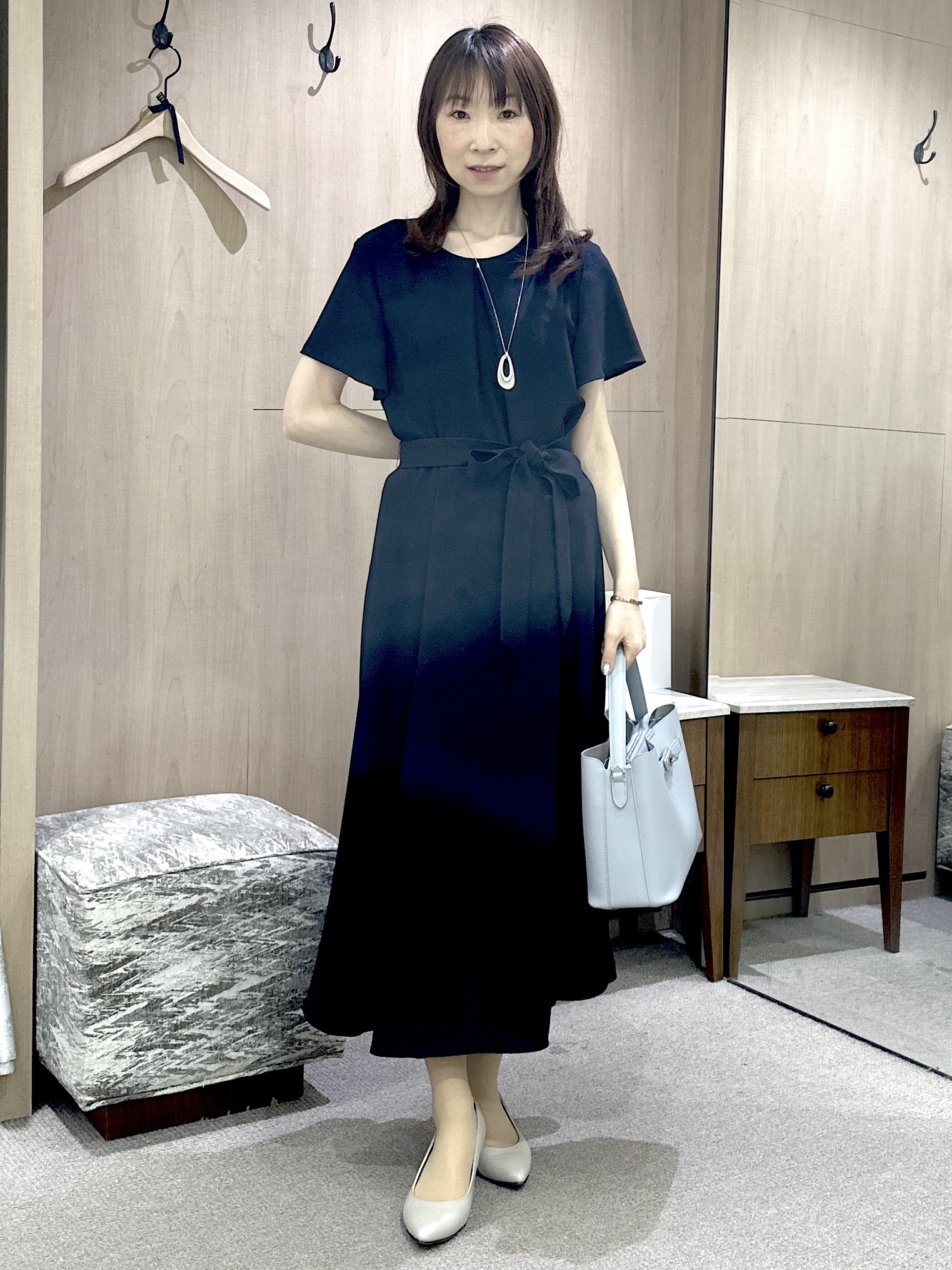 Miwaさんの「UNTITLED｜【接触冷感/吸水速乾/洗える】ドレープツイルワンピース」を使ったコーディネート