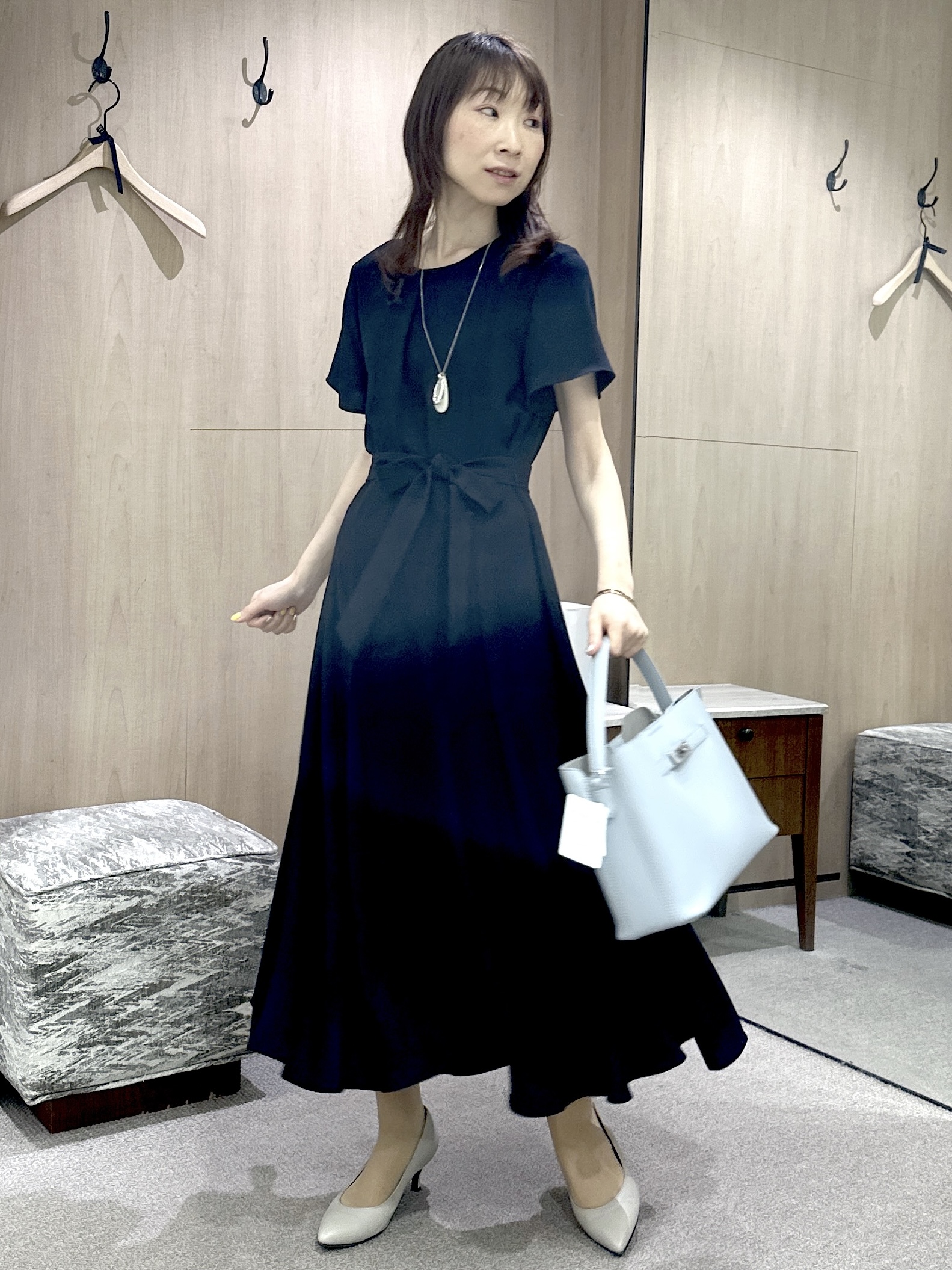 Miwaさんの「UNTITLED｜【接触冷感/吸水速乾/洗える】ドレープツイルワンピース」を使ったコーディネート