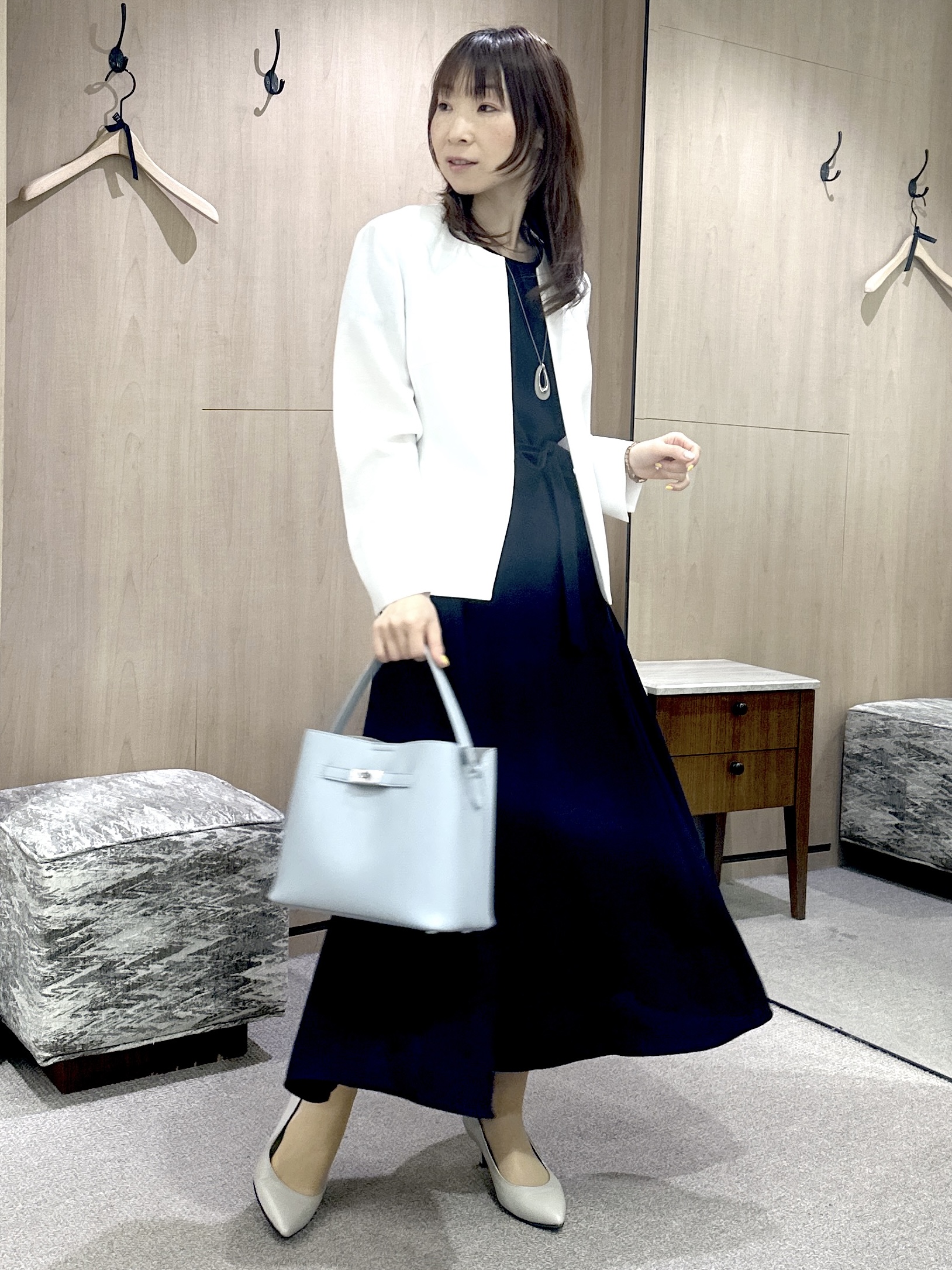 Miwaさんの「UNTITLED｜【接触冷感/吸水速乾/洗える】ドレープツイルワンピース」を使ったコーディネート