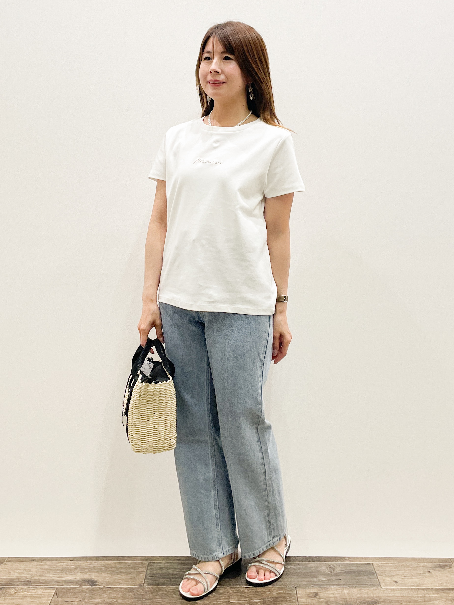 Asukaさんの「OPAQUE.CLIP｜【UVケア／接触冷感】フロントロゴ刺繍Tシャツ《洗濯機OK／S-3L／7col》」を使ったコーディネート