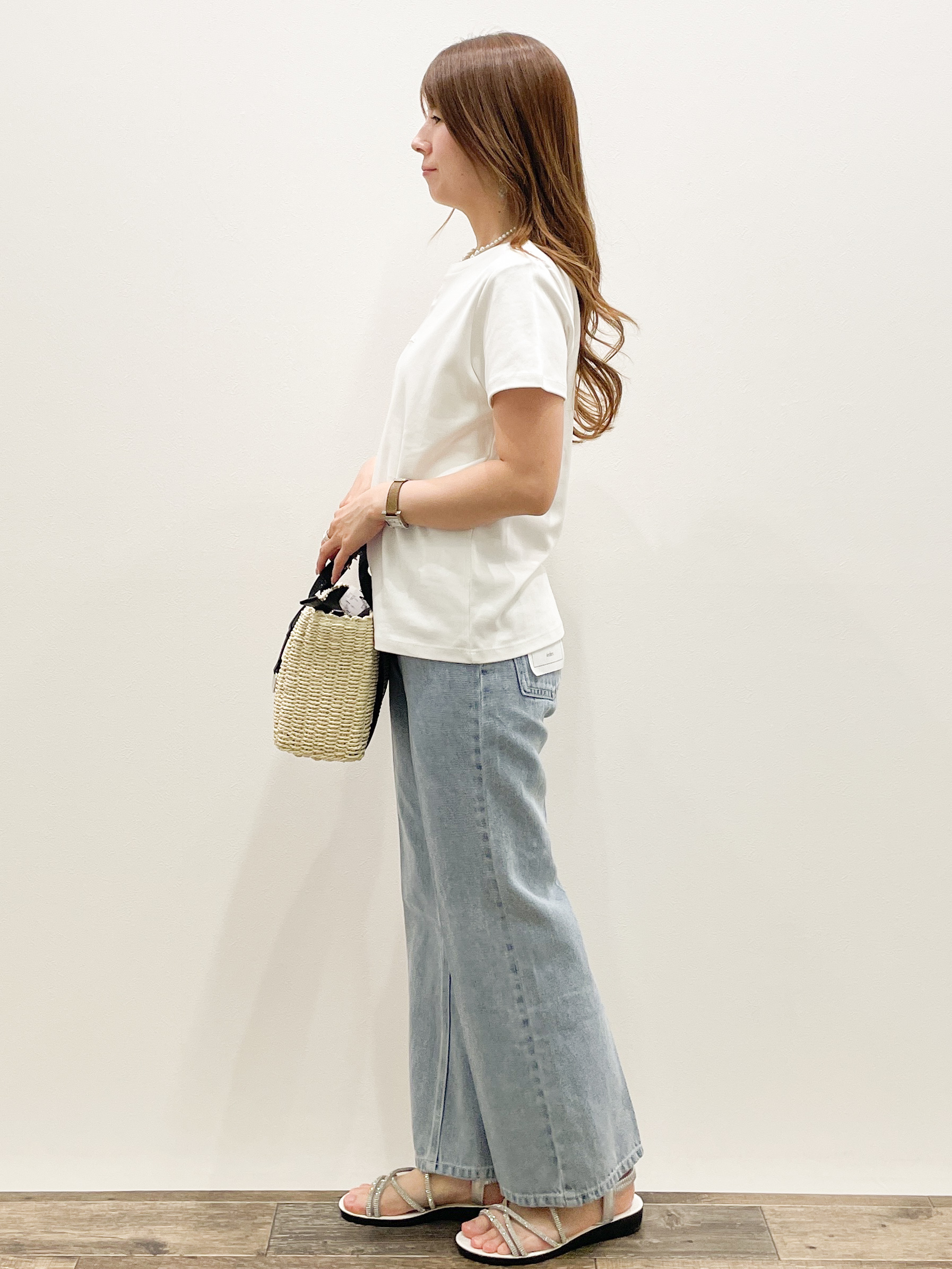 Asukaさんの「OPAQUE.CLIP｜【UVケア／接触冷感】フロントロゴ刺繍Tシャツ《洗濯機OK／S-3L／7col》」を使ったコーディネート