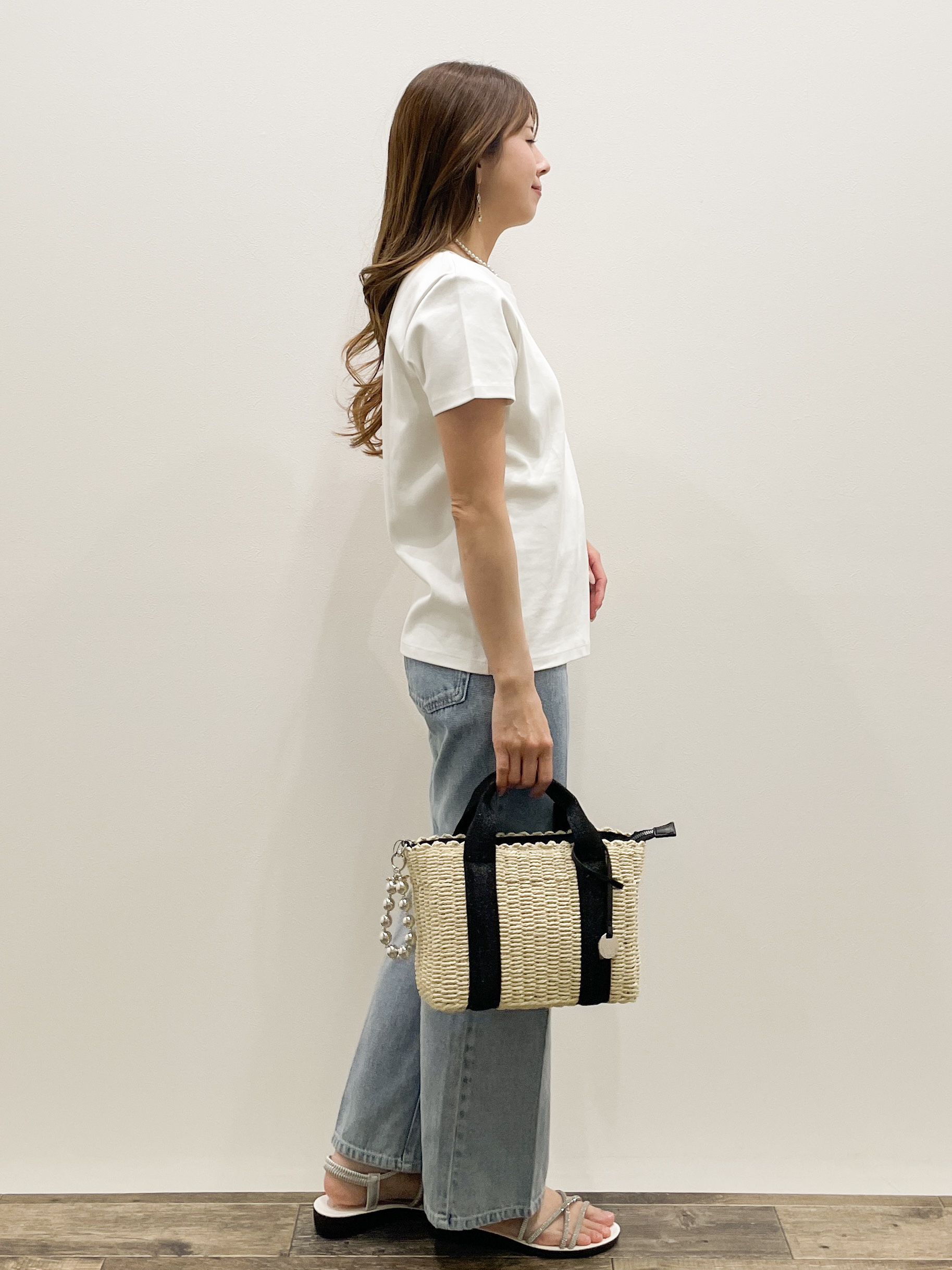 Asukaさんの「OPAQUE.CLIP｜【UVケア／接触冷感】フロントロゴ刺繍Tシャツ《洗濯機OK／S-3L／7col》」を使ったコーディネート