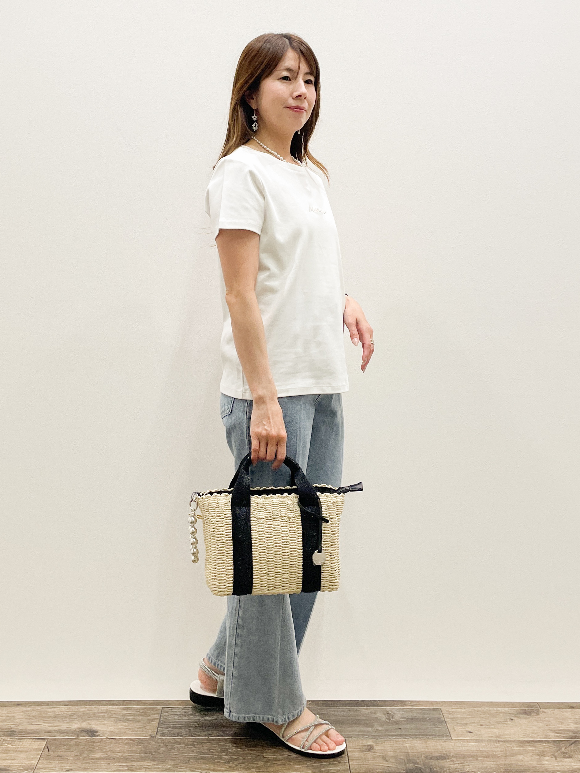 Asukaさんの「OPAQUE.CLIP｜【UVケア／接触冷感】フロントロゴ刺繍Tシャツ《洗濯機OK／S-3L／7col》」を使ったコーディネート