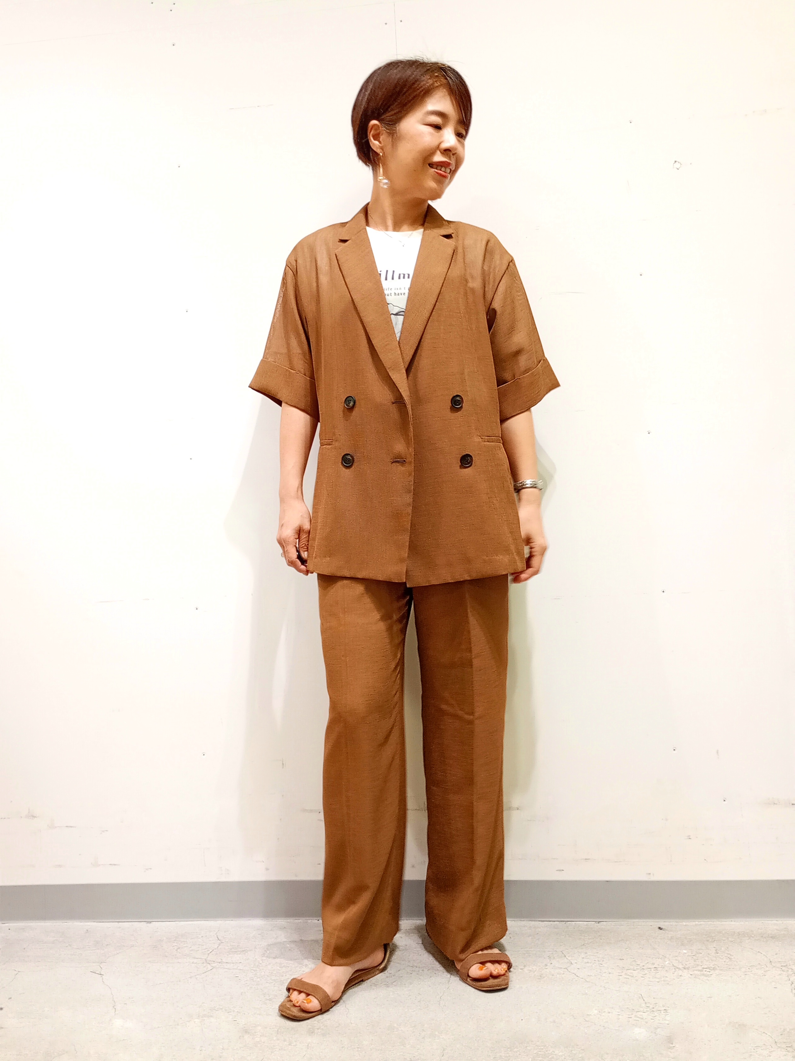 Kさんの「INDIVI｜【洗える／メッシュ素材／SETUP可能】半袖シアージャケット」を使ったコーディネート