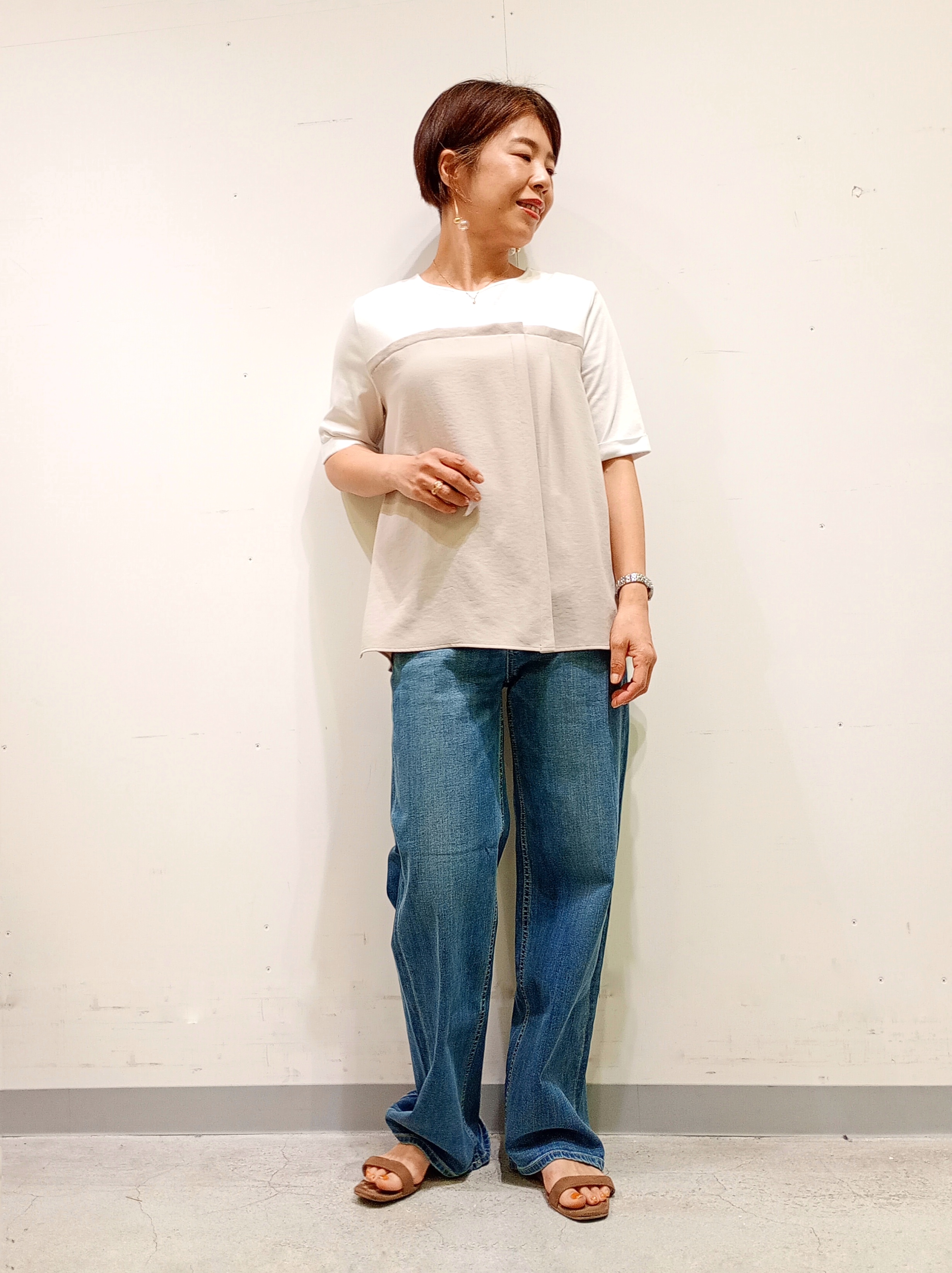 Kさんの「INDIVI｜【着る日傘／SETUP可能】ビスチェレイヤード風トップス」を使ったコーディネート