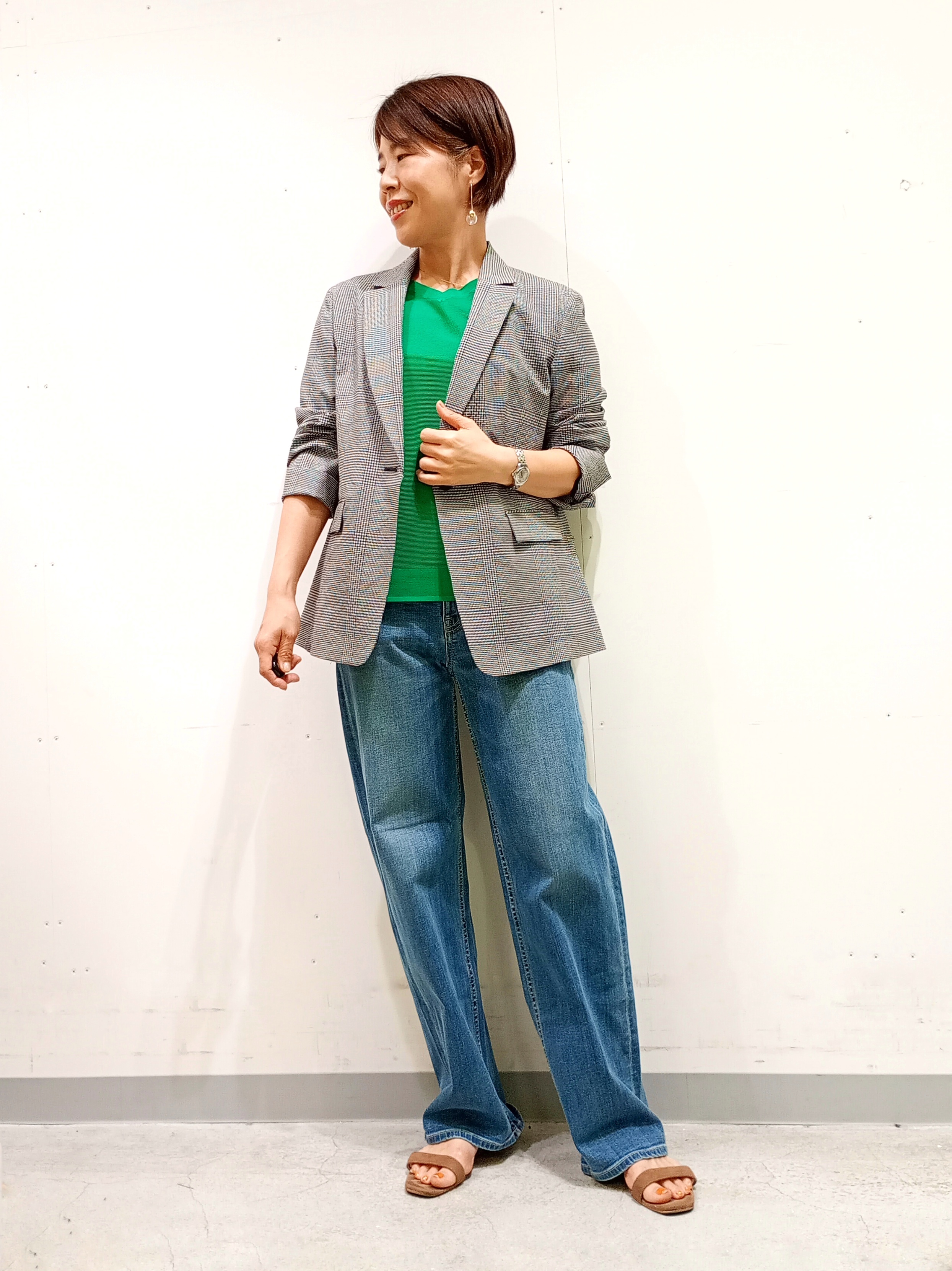 Kさんの「INDIVI｜【洗える】ガーター編みVネックニットT」を使ったコーディネート