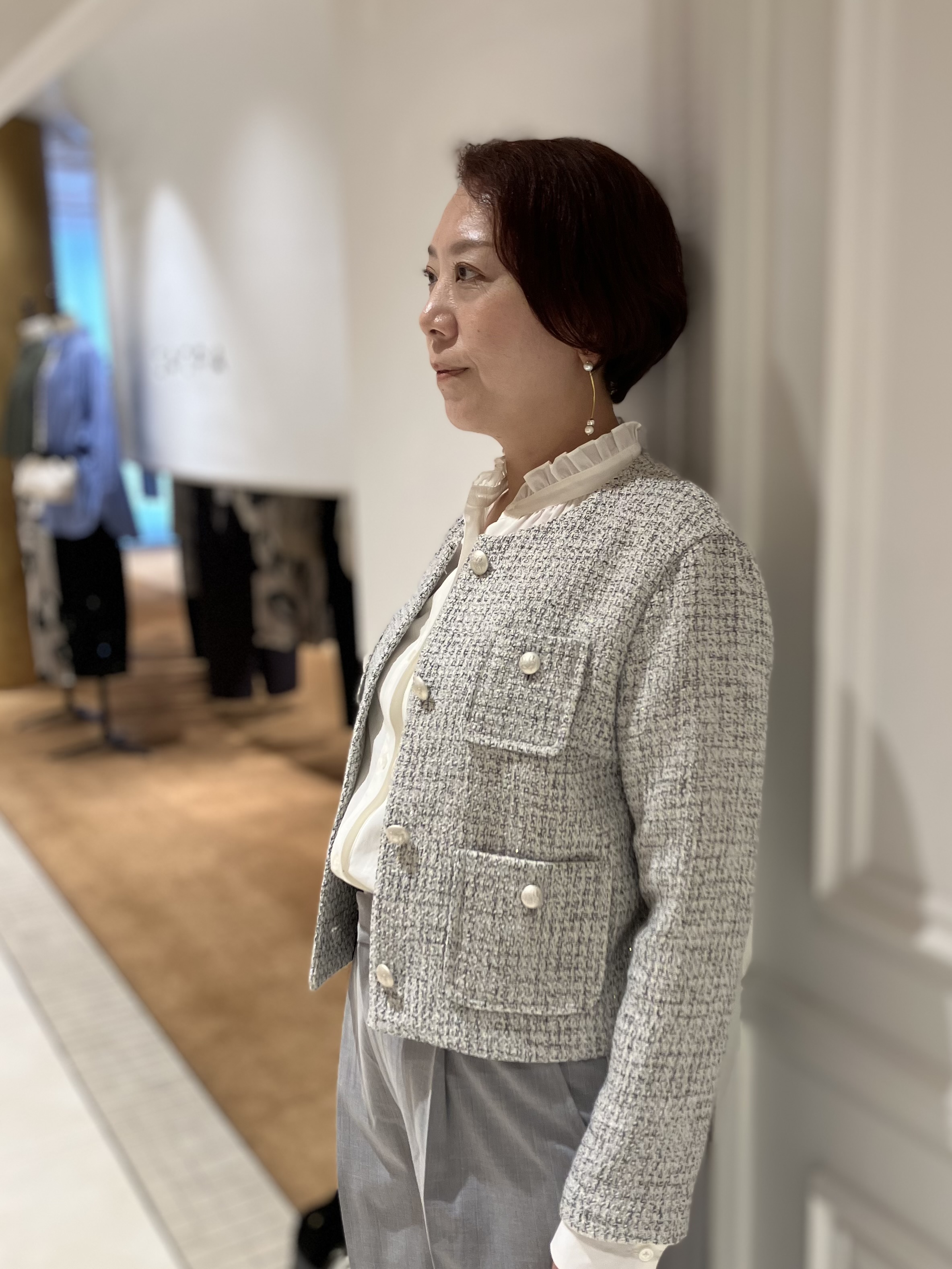 TAJIさんの「DRESSTERIOR｜◆ラメミックスツイードジャケット」を使ったコーディネート