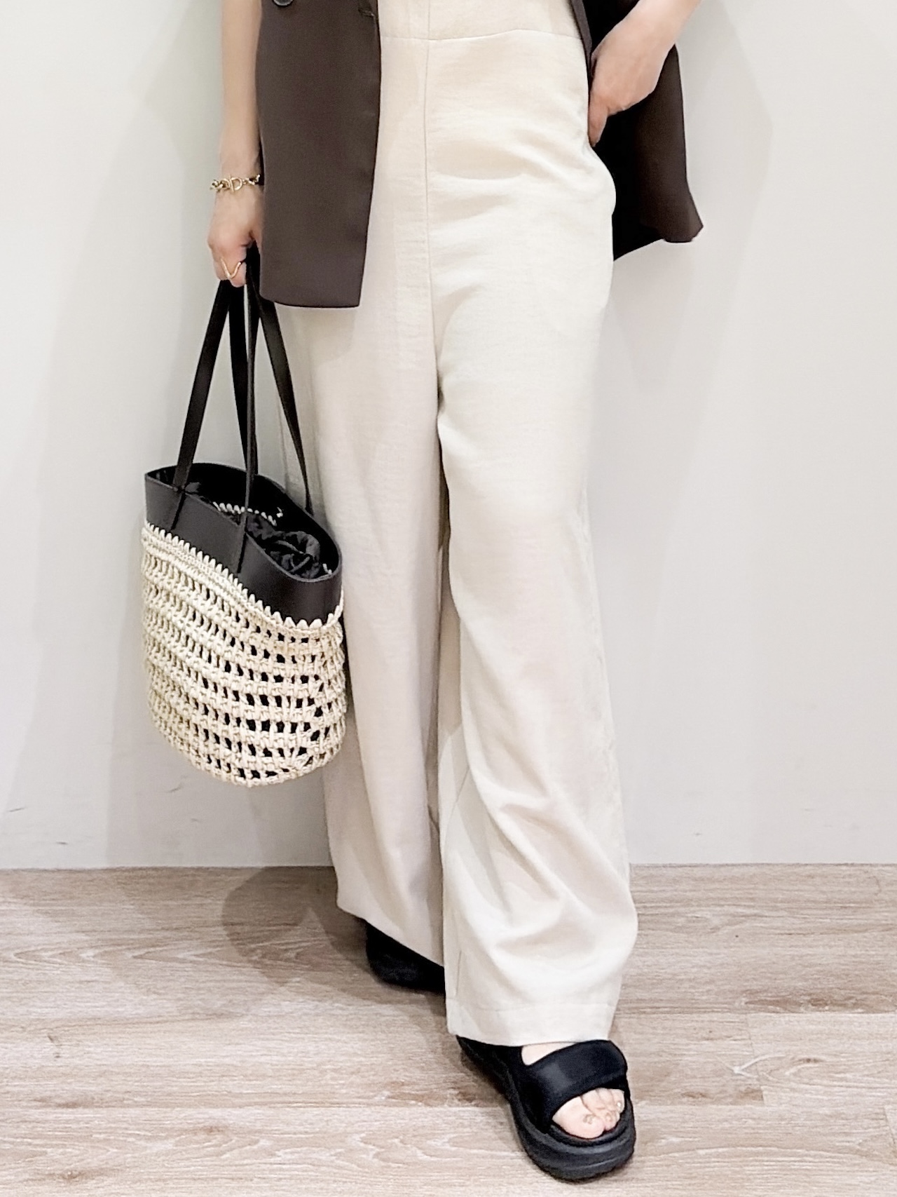 risayanさんの「OPAQUE.CLIP｜【接触冷感／吸水速乾／防シワ】リネンライクテーラードジャケット《洗濯機OK》」を使ったコーディネート