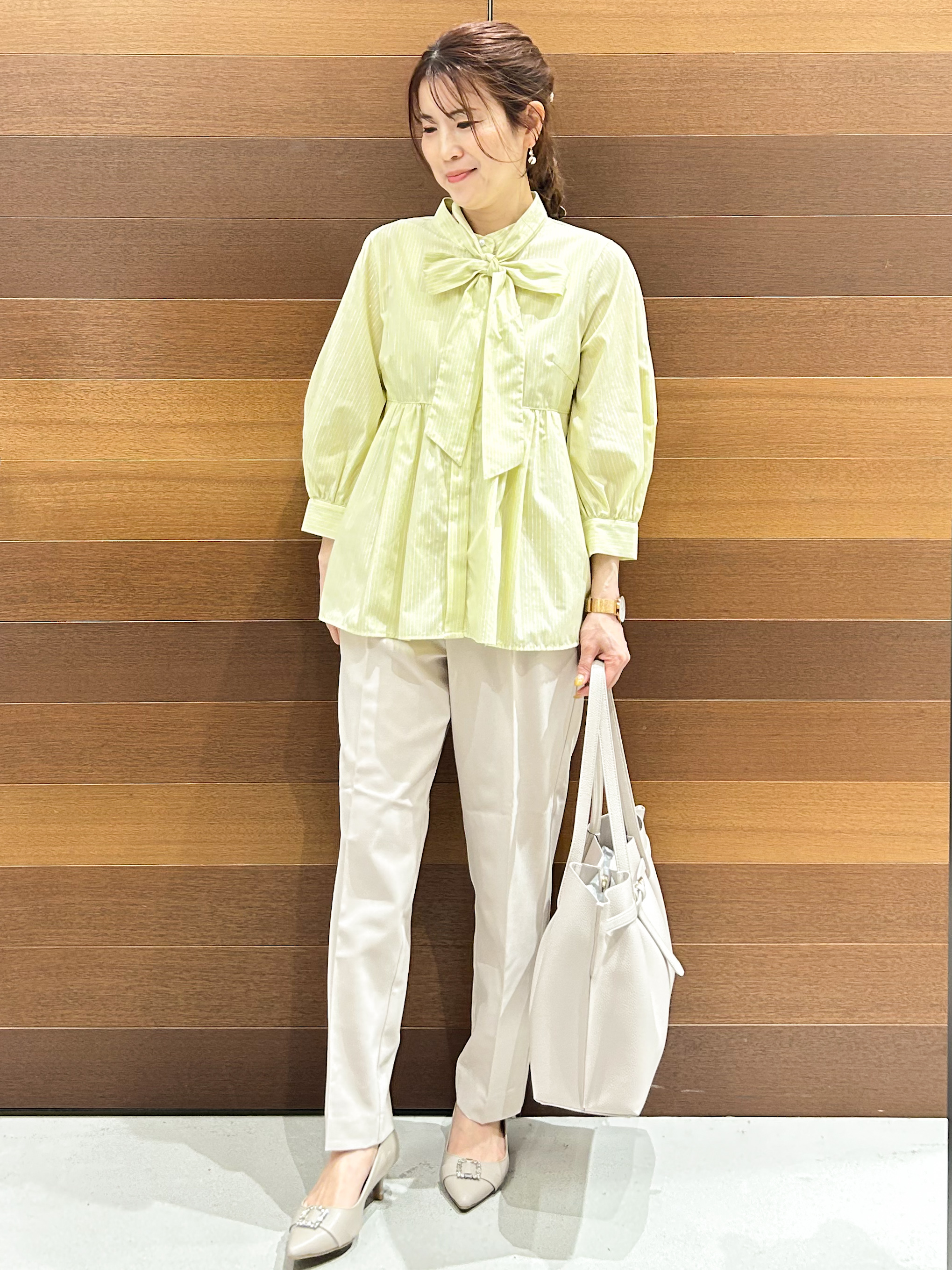 yumiさんの「OPAQUE.CLIP｜《再入荷》ダブルブレストテーラードジャケット【接触冷感／吸水速乾／イージーアイロン／防シワ／洗濯機O」を使ったコーディネート