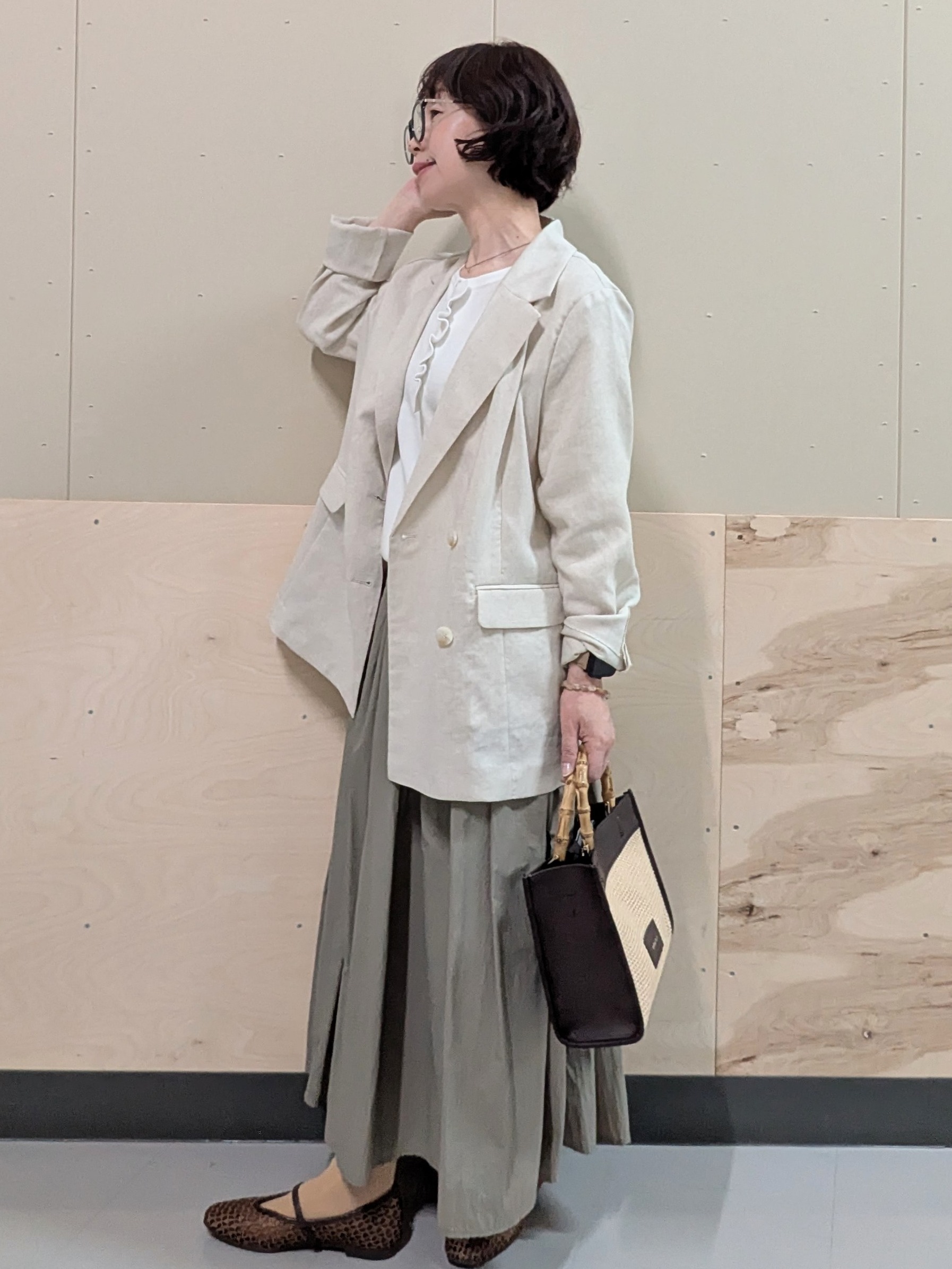 mamさんの「OPAQUE.CLIP｜【UV／接触冷感】ダブルブレストジャケット《防シワ加工／洗える》」を使ったコーディネート