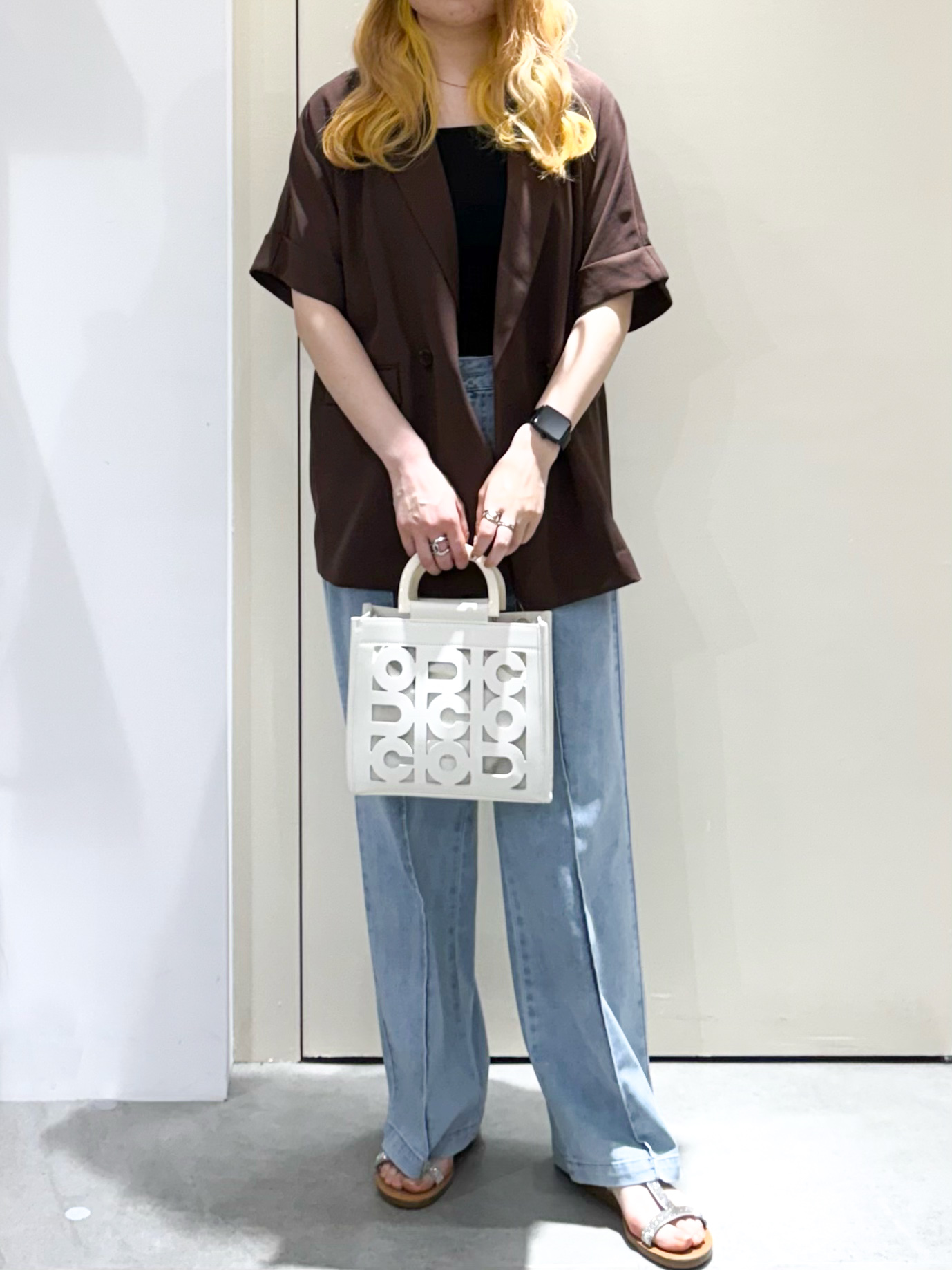 sayaさんの「OPAQUE.CLIP｜【接触冷感／吸水速乾／防シワ】リネンライクテーラードジャケット《洗濯機OK》」を使ったコーディネート