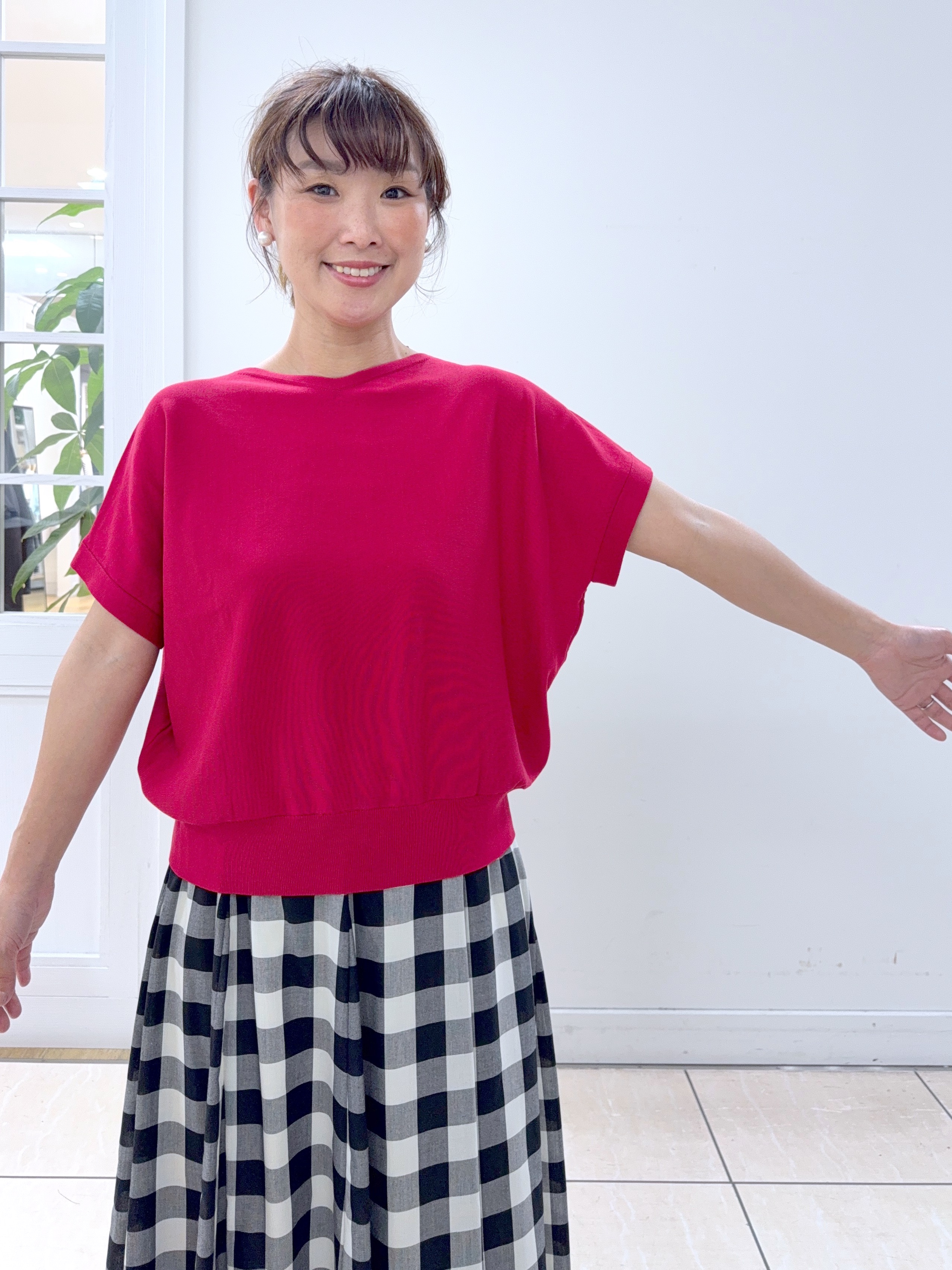 Osawaさんの「Dessin｜【洗える】後ろボタンフレンチスリーブニット」を使ったコーディネート