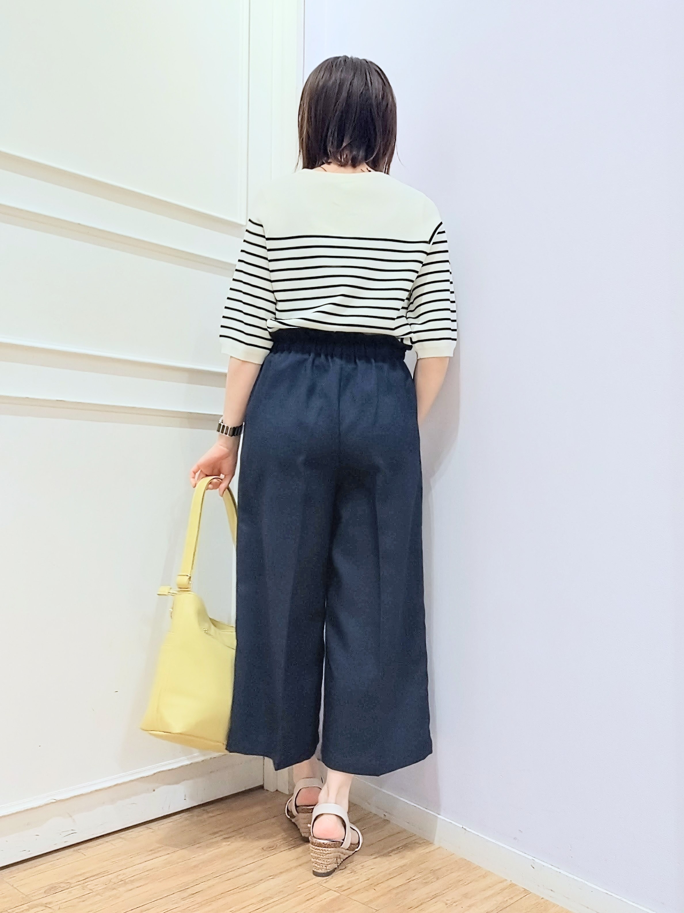 miomioさんの「SHOO･LA･RUE｜【毎日洗える/S-LL/ひんやり/UV】上半身すっきり 二の腕見せない5分袖ニット」を使ったコーディネート