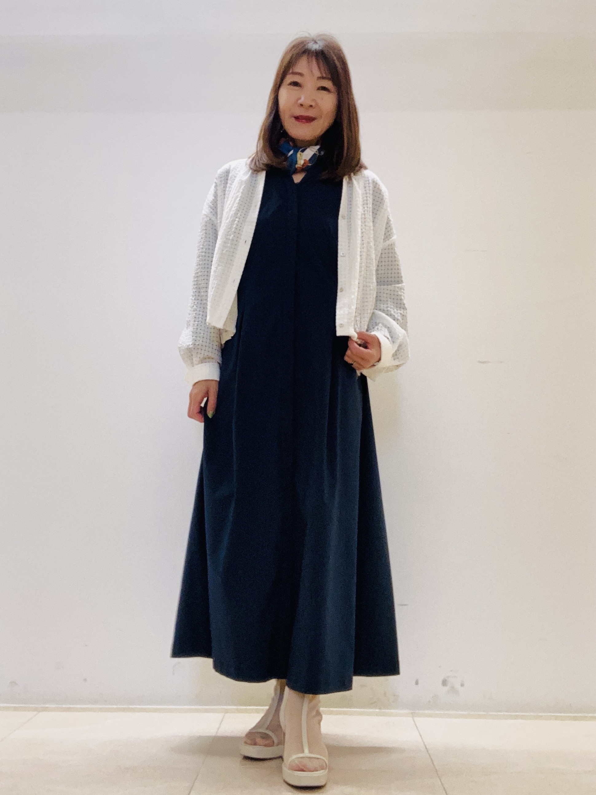 kurodaさんの「Reflect｜【選べる2柄／セットアップ可】シャツ衿シアーブラウス」を使ったコーディネート