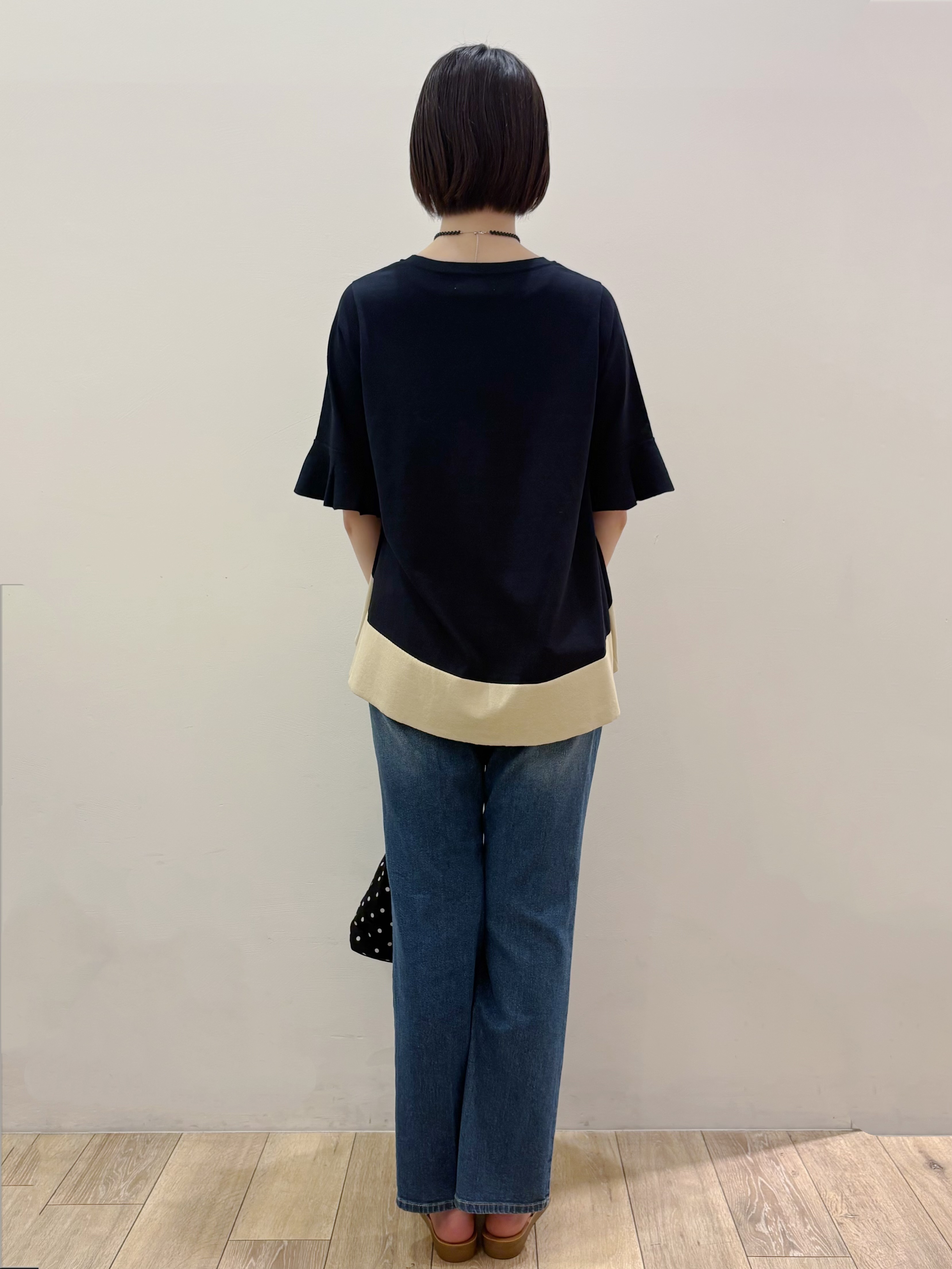 RINさんの「OPAQUE.CLIP｜【UV／遮熱性】配色フレアシルエットニット《洗濯機OK》」を使ったコーディネート