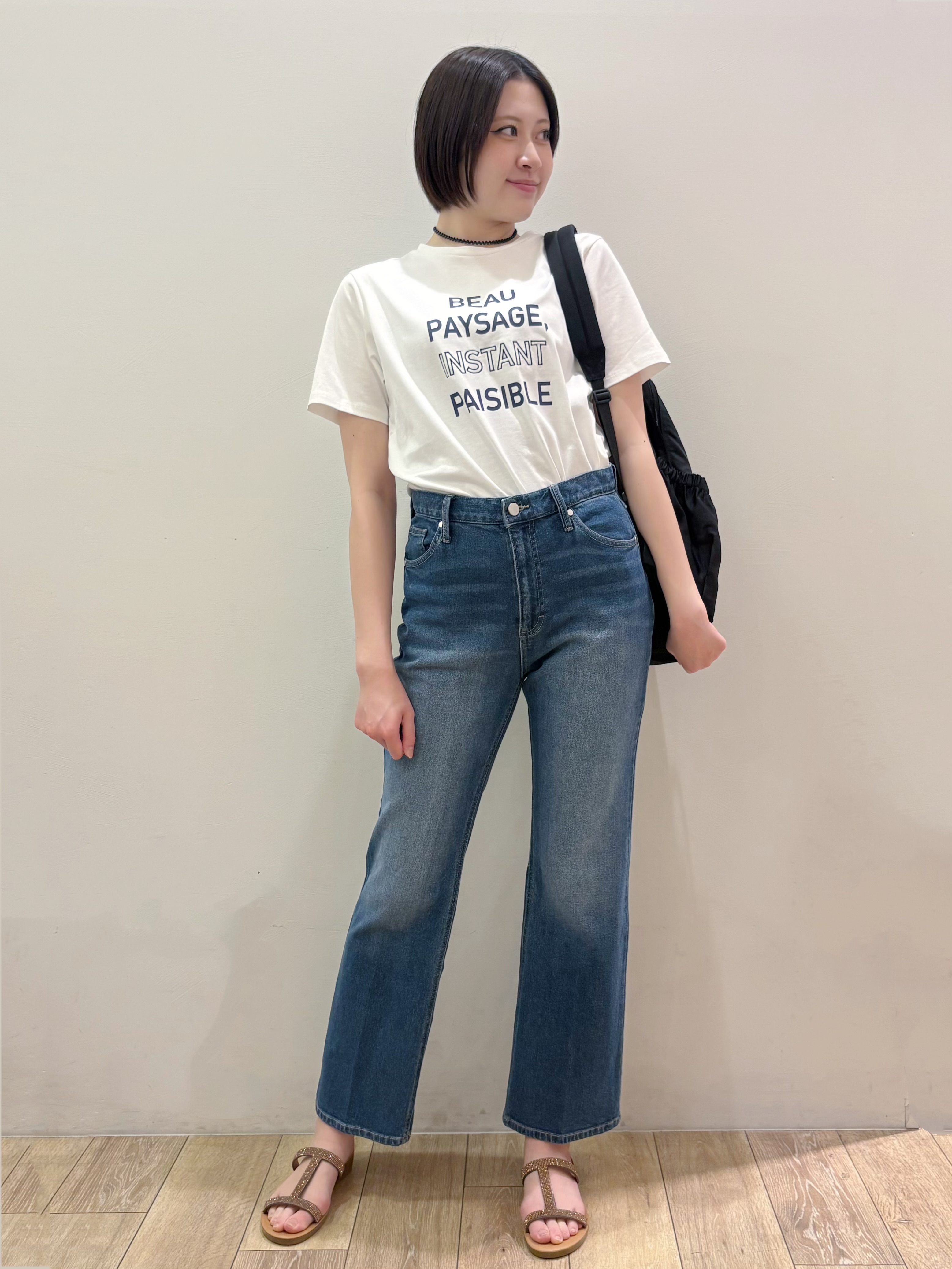 RINさんの「OPAQUE.CLIP｜ロゴプリント刺繍アソートTシャツ【洗濯機OK】」を使ったコーディネート