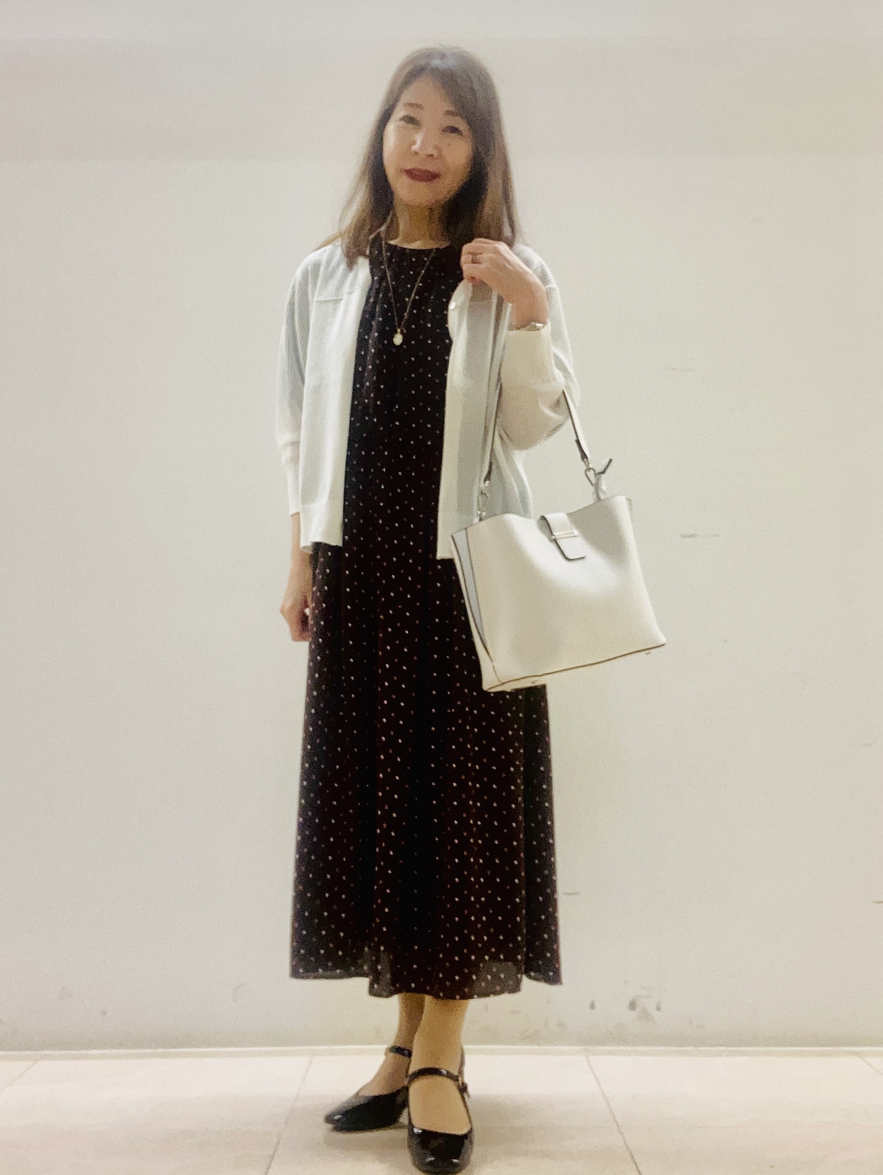 kurodaさんの「Reflect｜小紋柄ジョーゼットワンピース」を使ったコーディネート