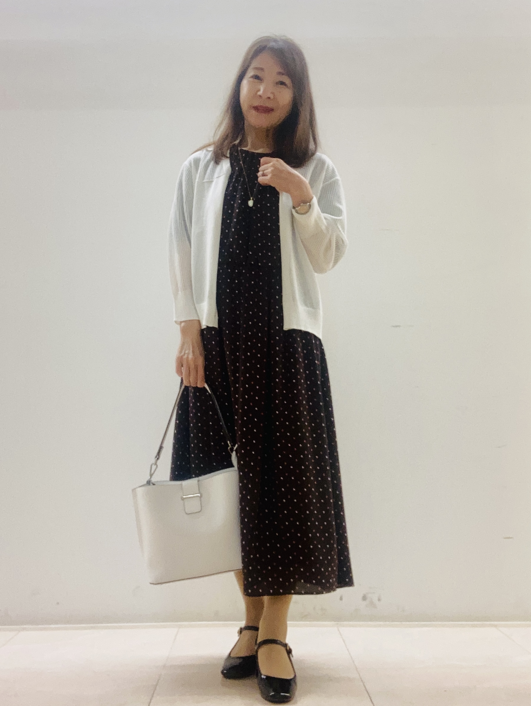 kurodaさんの「Reflect｜小紋柄ジョーゼットワンピース」を使ったコーディネート