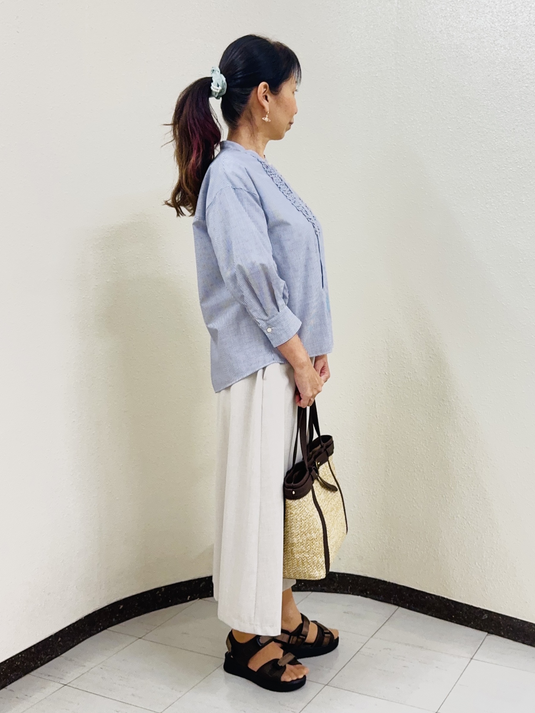 ⭐︎Eimi⭐︎さんの「Reflect｜【接触冷感】八分袖フロントフリルブラウス」を使ったコーディネート