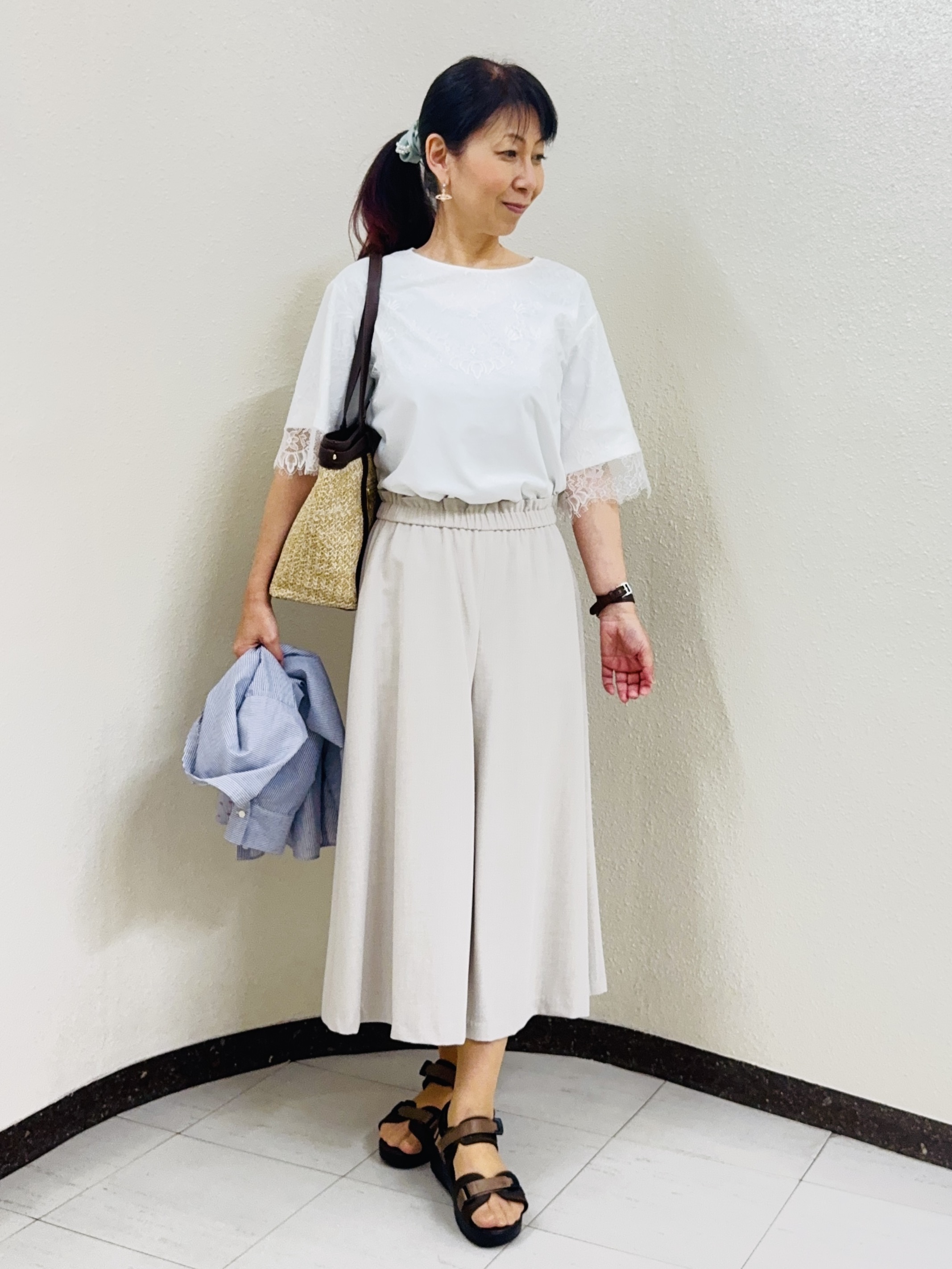 ⭐︎Eimi⭐︎さんの「Reflect｜【接触冷感】八分袖フロントフリルブラウス」を使ったコーディネート