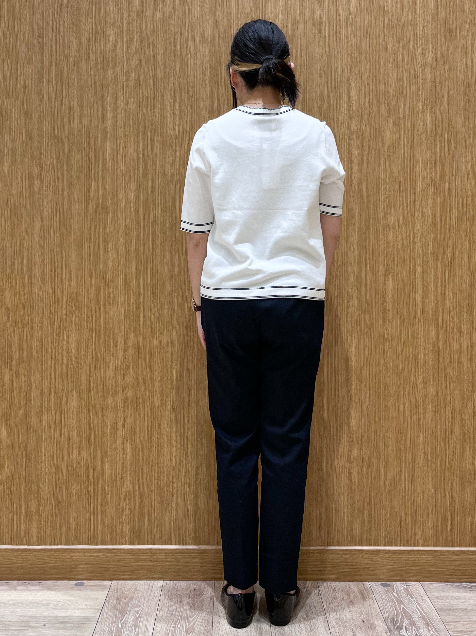aさんの「OPAQUE.CLIP｜【UV】バイカラーダブルライン半袖カーディガン《洗濯機OK》」を使ったコーディネート
