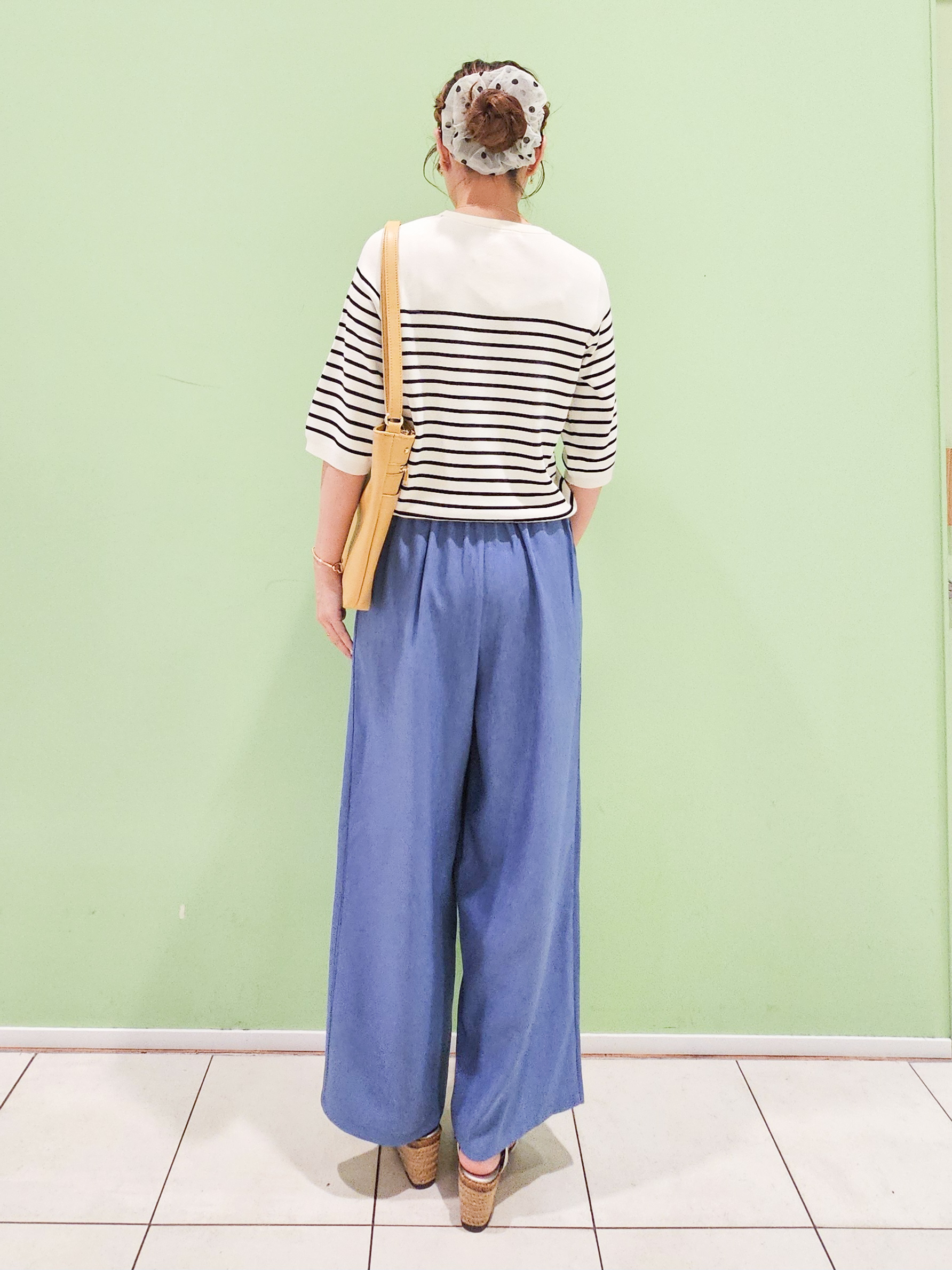 ゆゆさんの「SHOO･LA･RUE｜【毎日洗える/S-LL/ひんやり/UV】上半身すっきり 二の腕見せない5分袖ニット」を使ったコーディネート