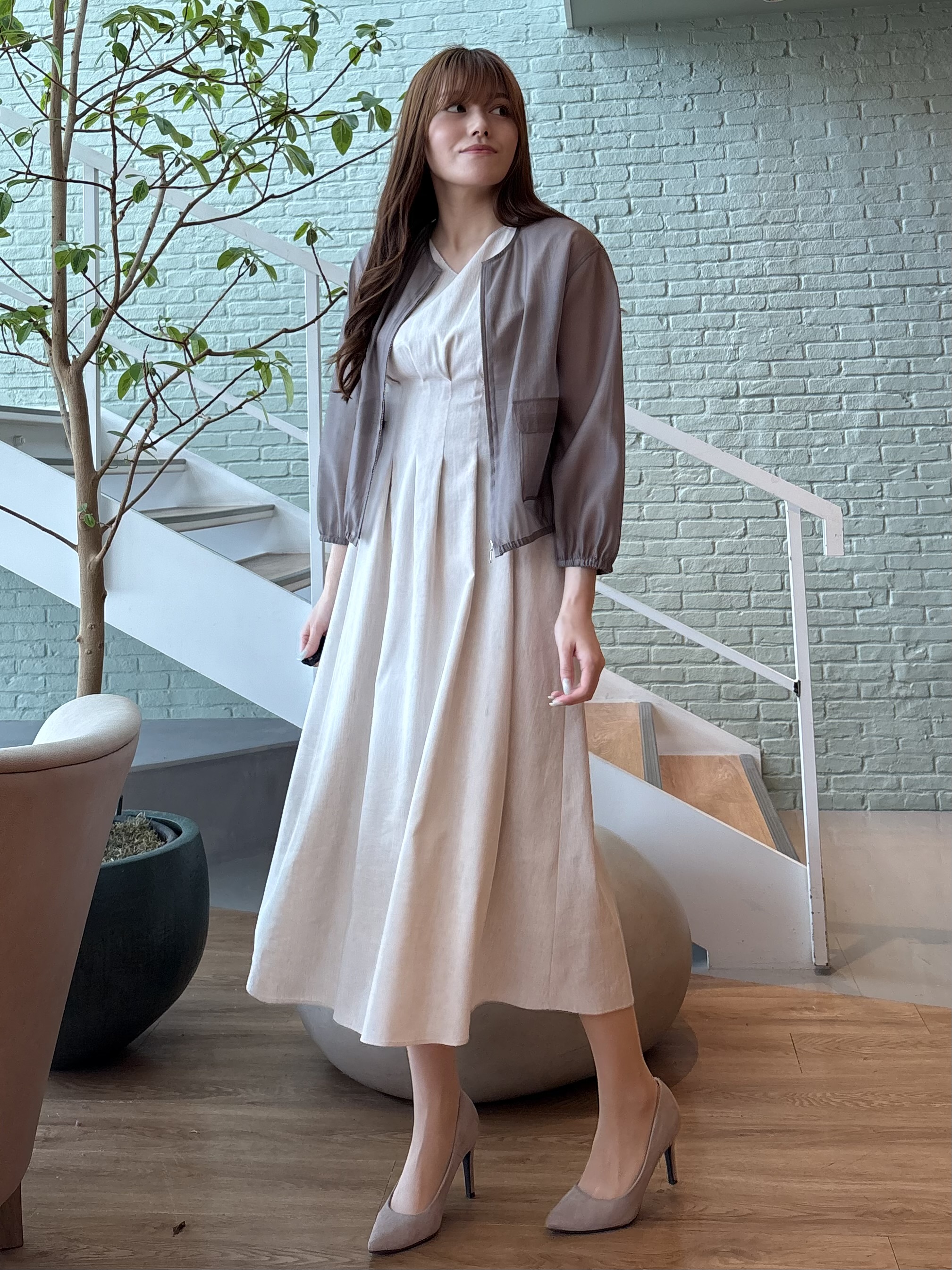 sayaさんの「COUP DE CHANCE｜【手洗い可/軽量】シアーブルゾン」を使ったコーディネート