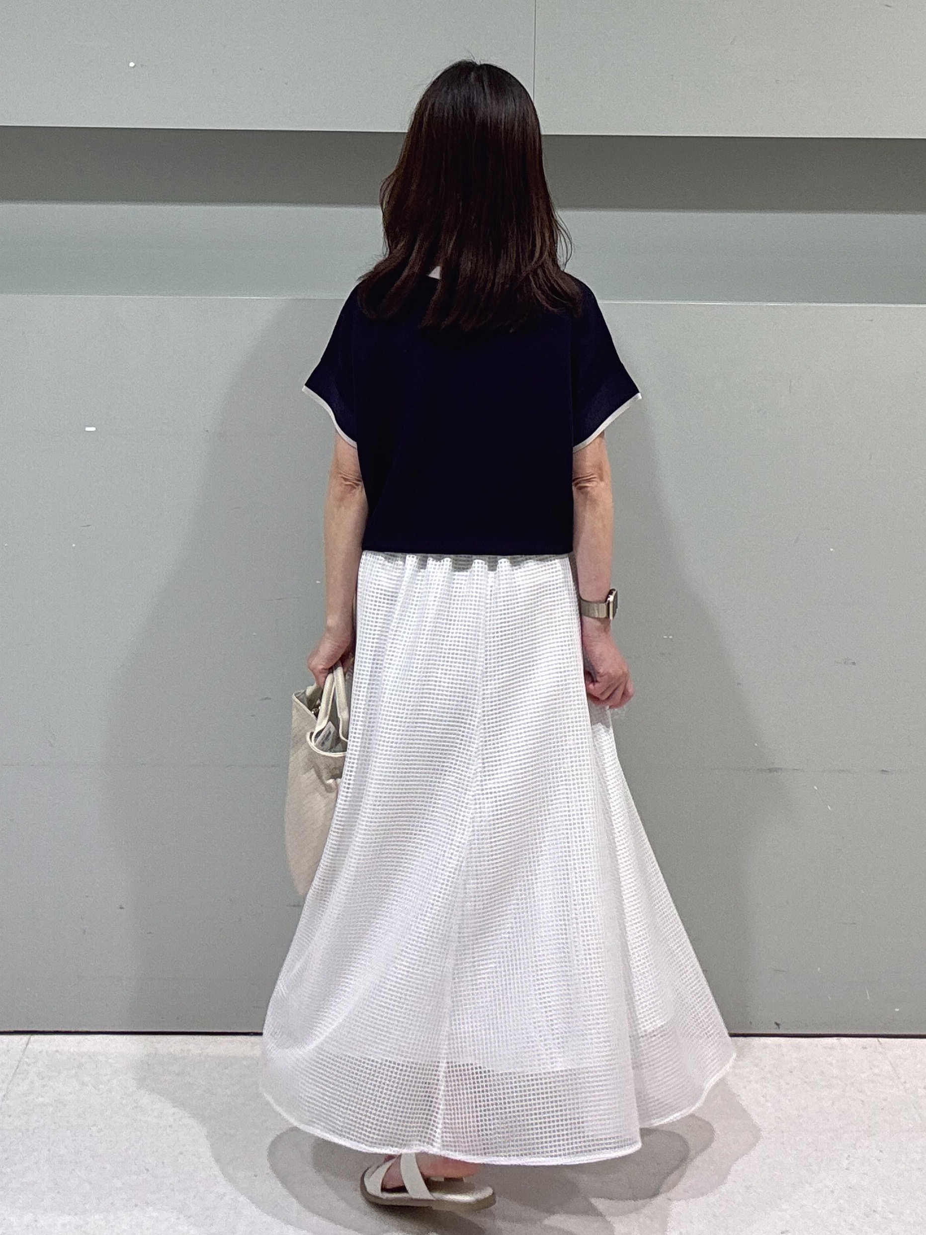 makiさんの「UNTITLED｜【11色展開/体型カバー】前後2WAYフレンチスリーブニット」を使ったコーディネート