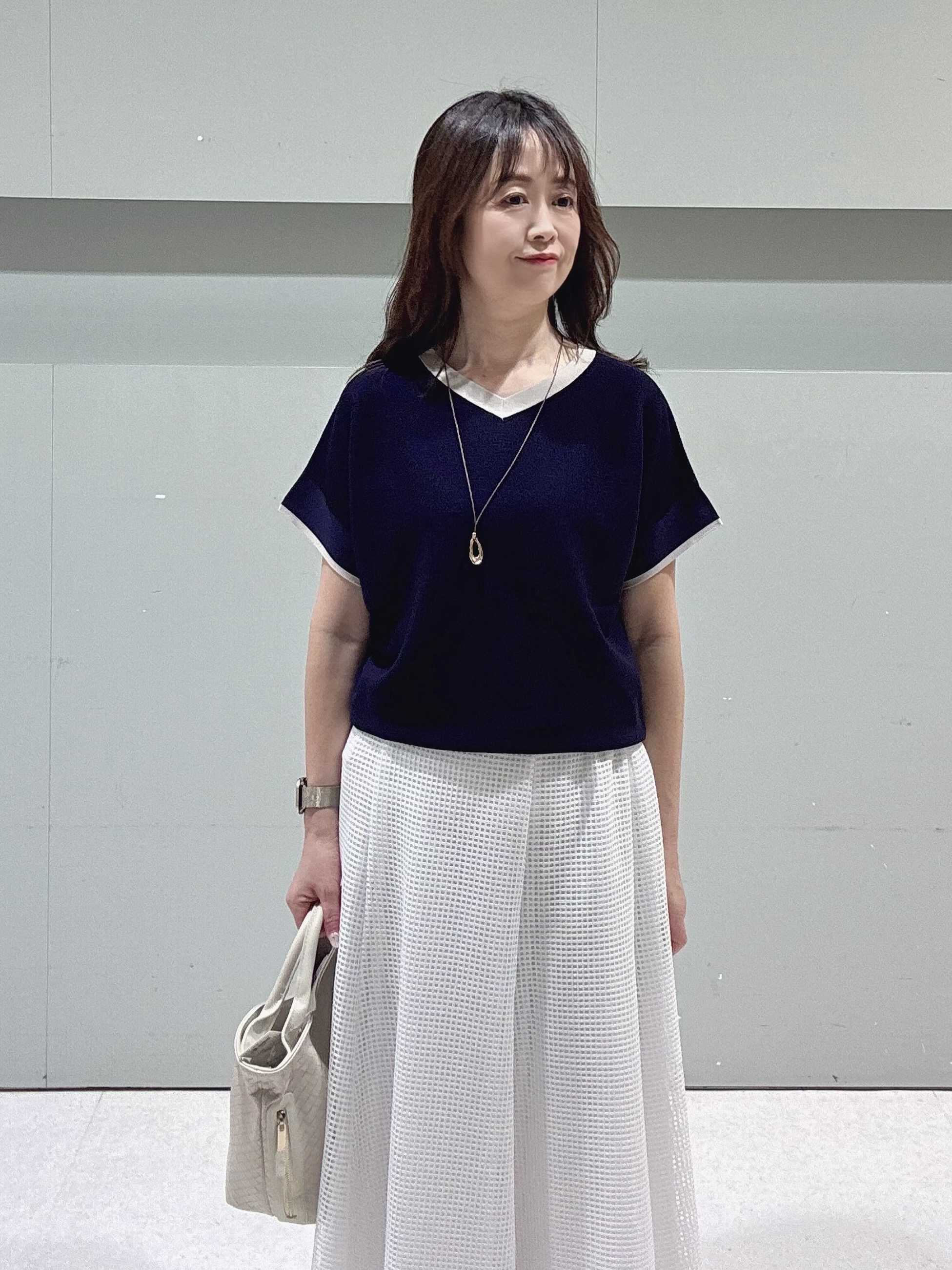 makiさんの「UNTITLED｜【11色展開/体型カバー】前後2WAYフレンチスリーブニット」を使ったコーディネート