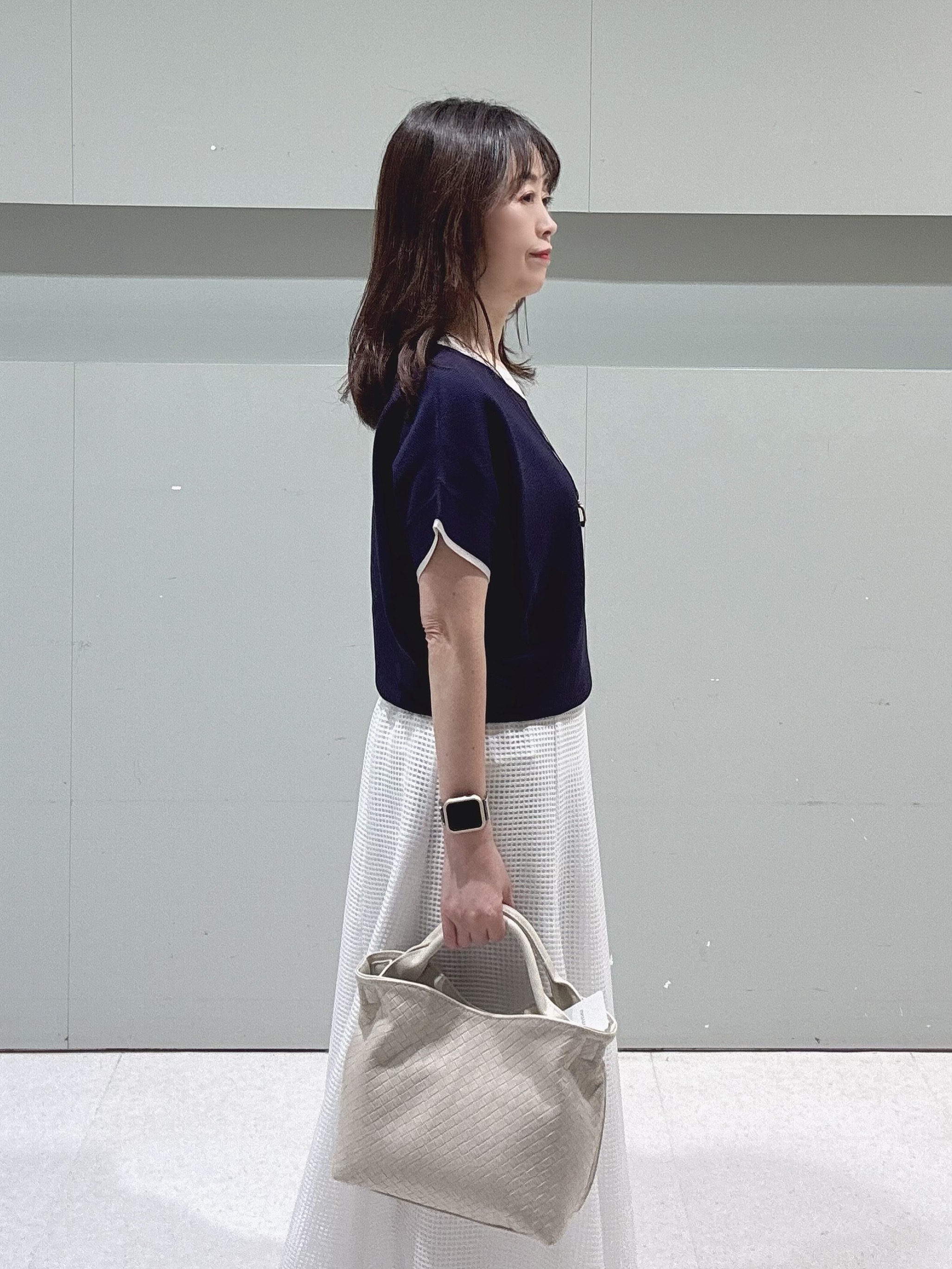 makiさんの「UNTITLED｜【11色展開/体型カバー】前後2WAYフレンチスリーブニット」を使ったコーディネート