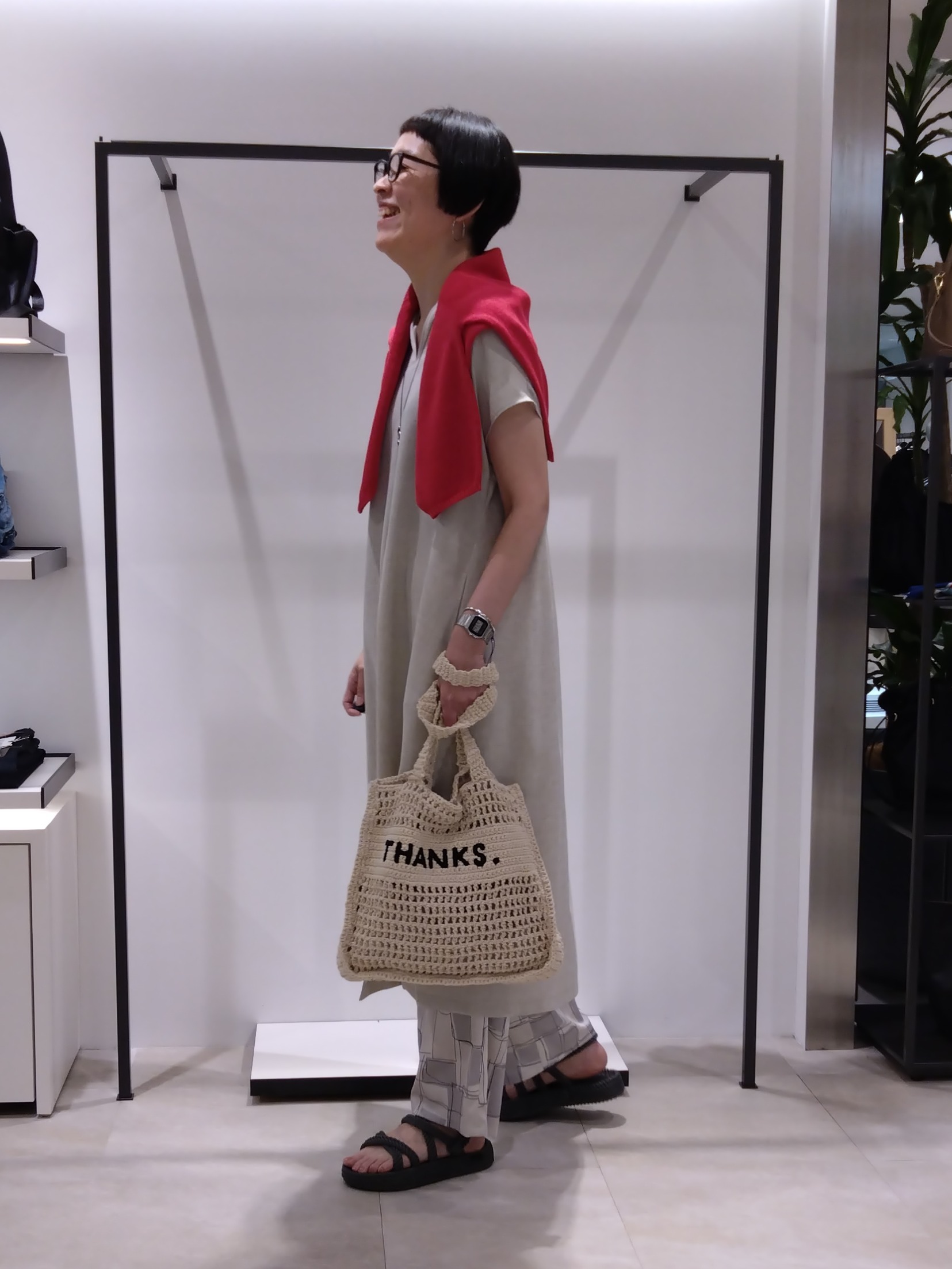 まちこさんの「UNTITLED｜【UV/接触冷感/遮熱/通気性】スラブバンドカラーワンピース」を使ったコーディネート