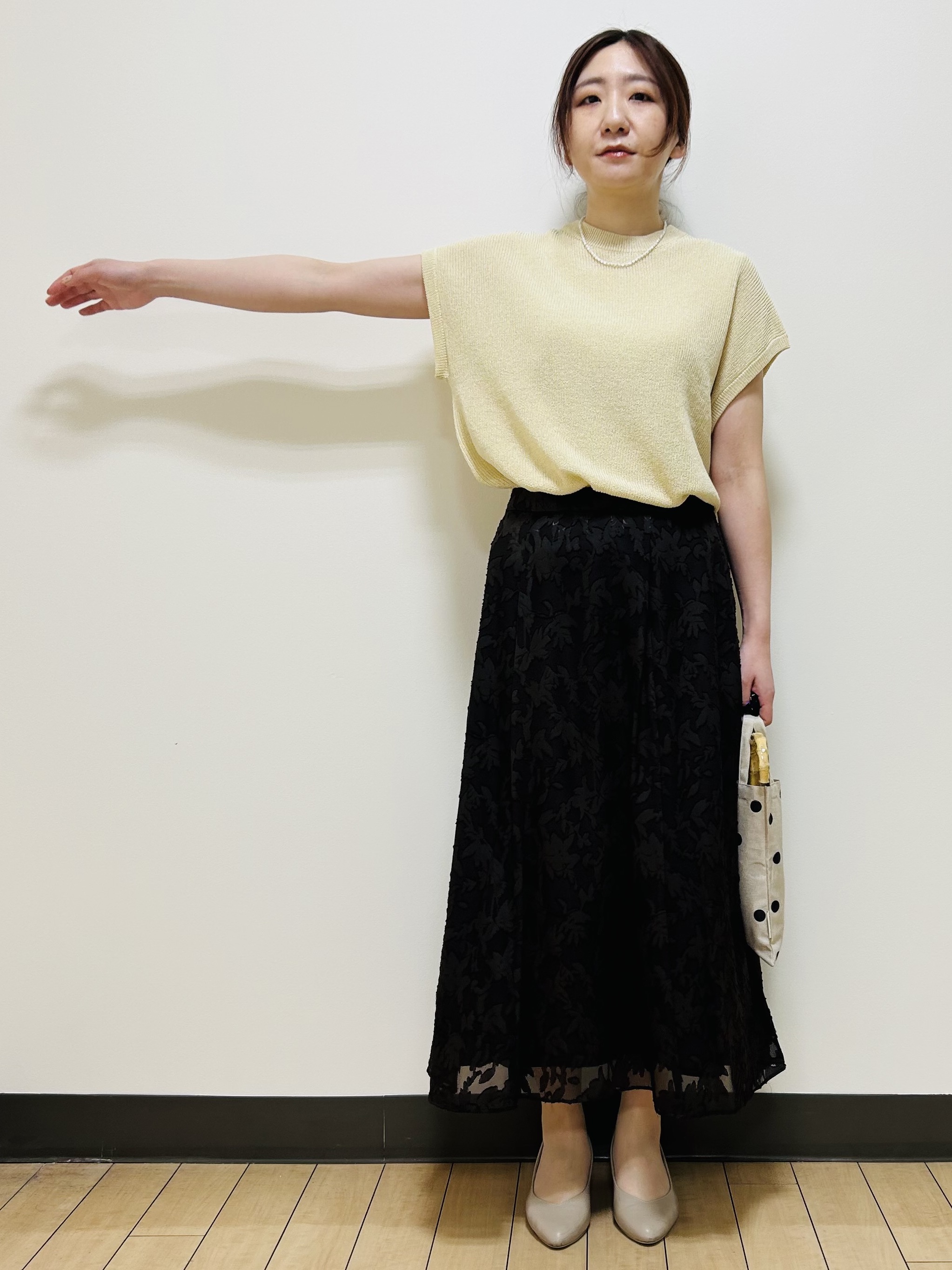 miiiさんの「Reflect｜【レイヤードにおすすめ◎】畦編みフレンチスリーブトップス」を使ったコーディネート