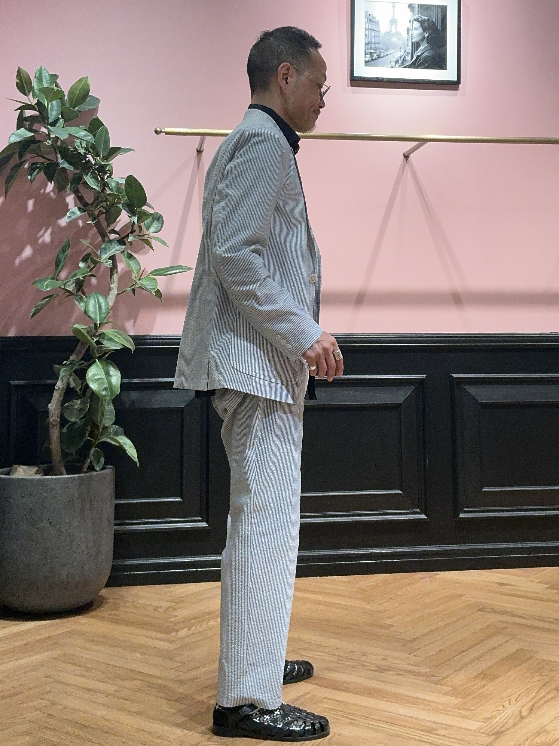 torigoeさんの「DRESSTERIOR｜【吸湿速乾/セットアップ可/ウォッシャブル】COOLMAX シアサッカー サマージャケット」を使ったコーディネート